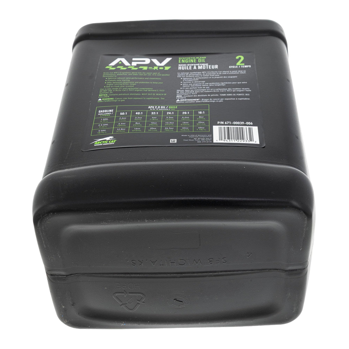 Arctic Cat 671-00039-006 APV 2.0 Synthetic Blend 2-Stroke Injection Oil 2.5 Gal Replaces Mineral Oil & APV