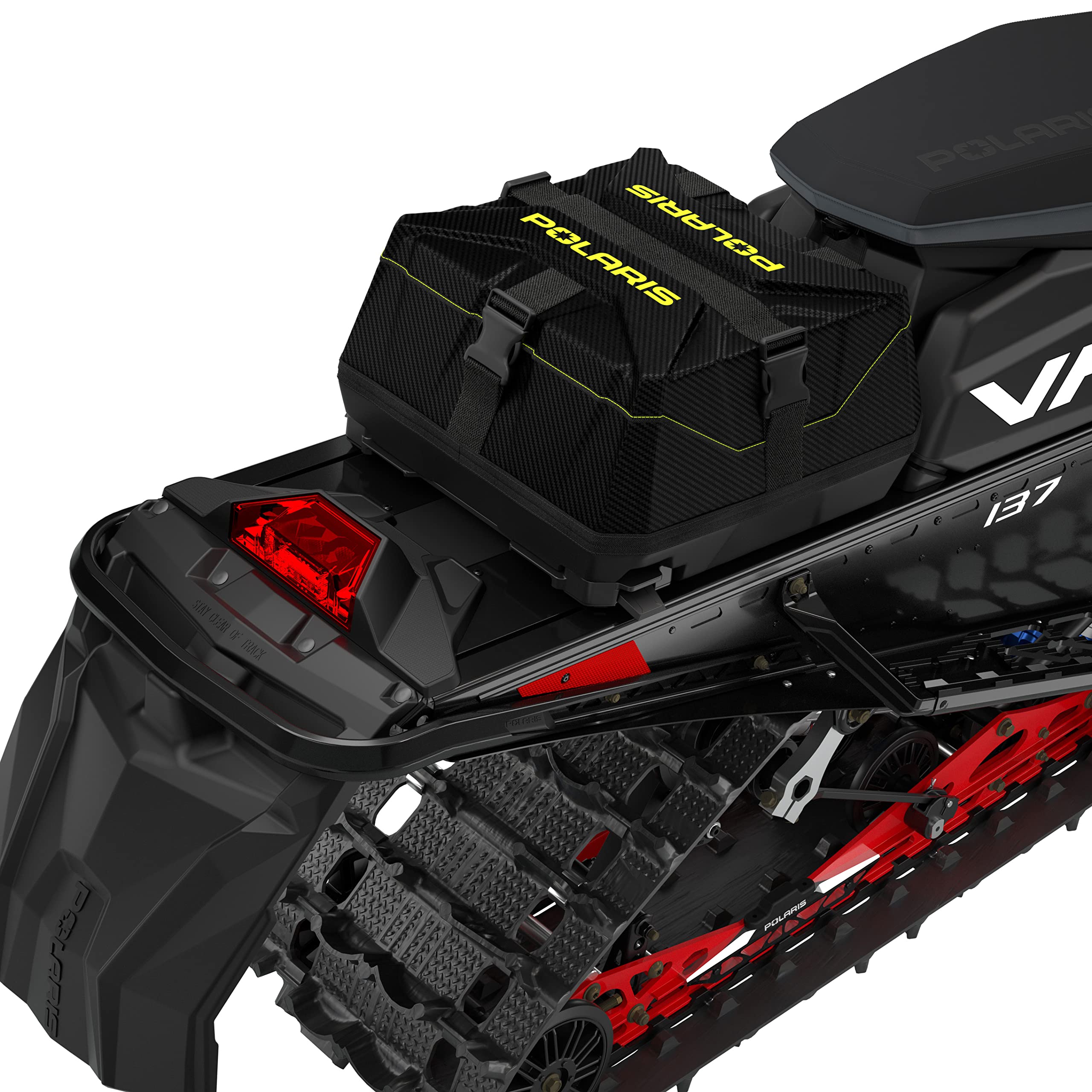 Polaris Snowmobile Lock & Ride Flex Adventure Tunnel Gear Bag, Tall, Neon, for Specific INDY, Switchback, RMK, Voyageur Models, Easy Install, Waterproof Luggage Carrier for Storage - 2890625