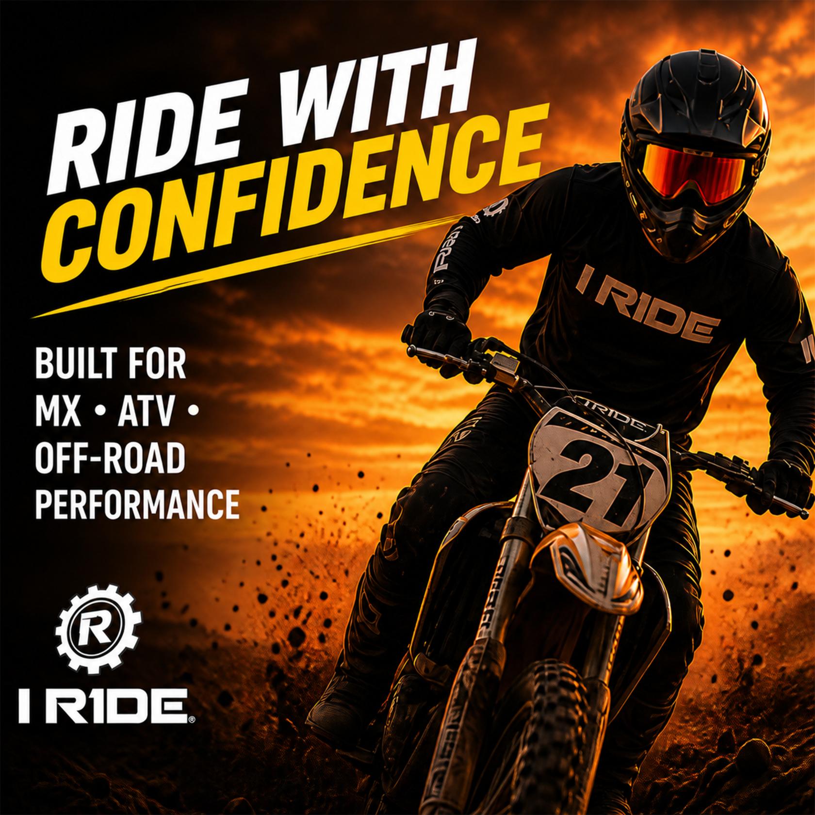 I RIDE Airtime Motocross Goggles with Spare Clear Lens and 5 Tear-Offs, Anti-Fog MX Dirt Bike Goggles with Orange Mirrored Lens, UV Protection, ATV UTV Off-Road Riding