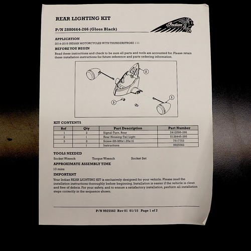 OEM Indian Chief Rear Light Kit|Black|2880664-266