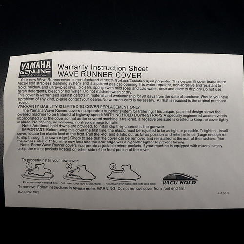 OEM Yamaha EX STD PWC Cover | Black & Grey | 2017-2018 | MWV-CVREX-BS-18