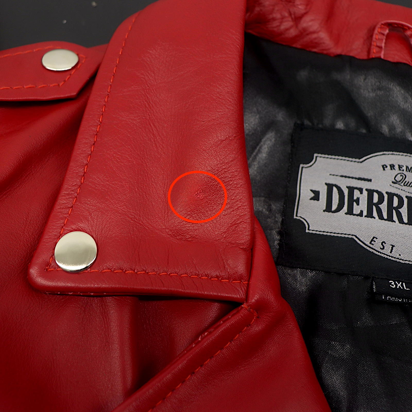 Derringer Vintage Red Women's Leather Jacket 3XL UN6832.013XL - Open Box