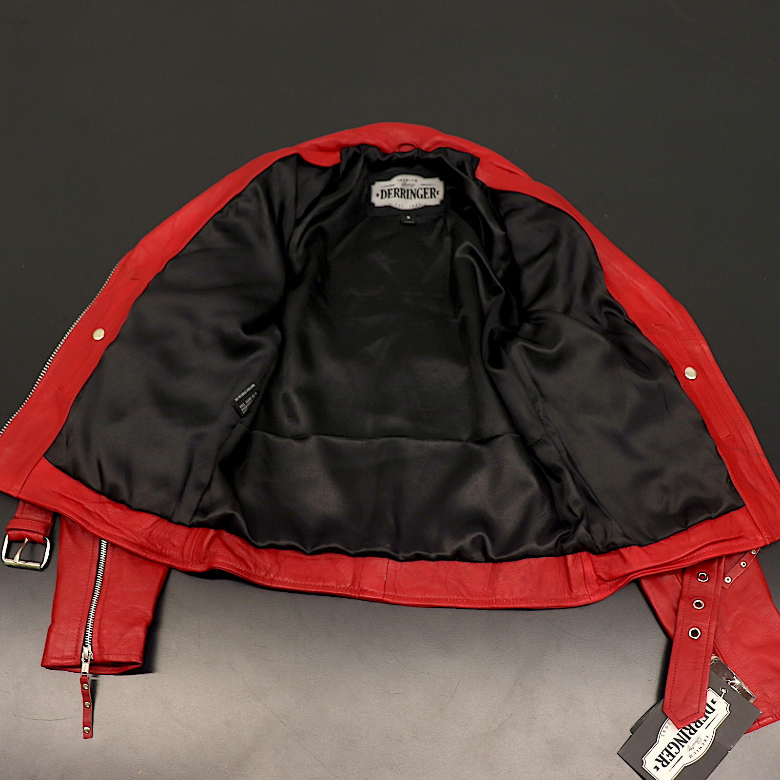 Derringer Vintage Red Womens Leather Jacket Small UN6832.01S - Open Box