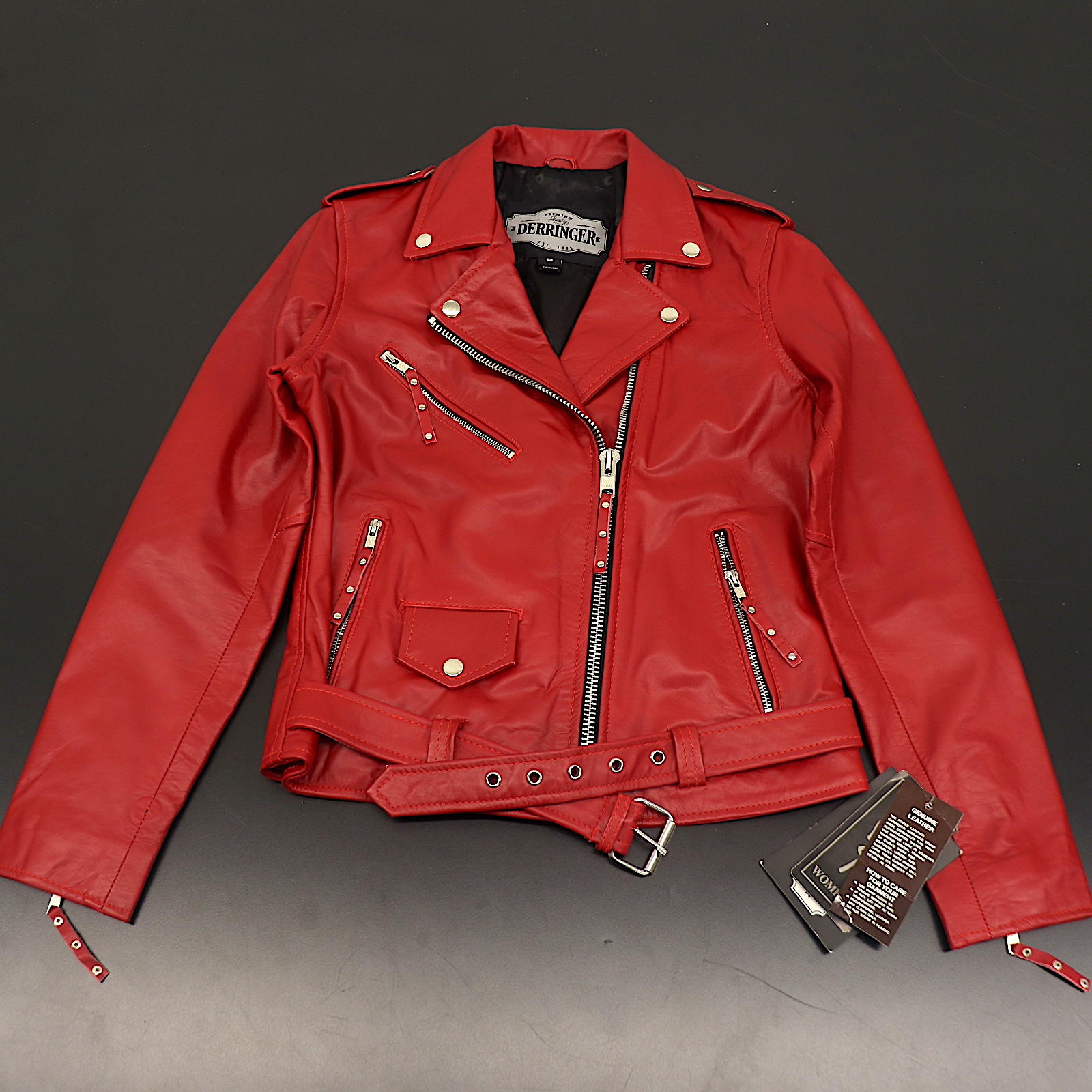 Derringer Vintage Red Women's Leather Jacket 3XL UN6832.013XL - Open Box