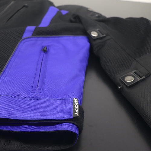 OPEN BOX OEM Joe Rocket Analog Motorcycle Jacket | Black & Blue | Mens Size: Small | 2109-5202