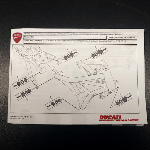 Ducati Monster OEM Silver Billet Aluminum Frame Plugs Caps 97380131A