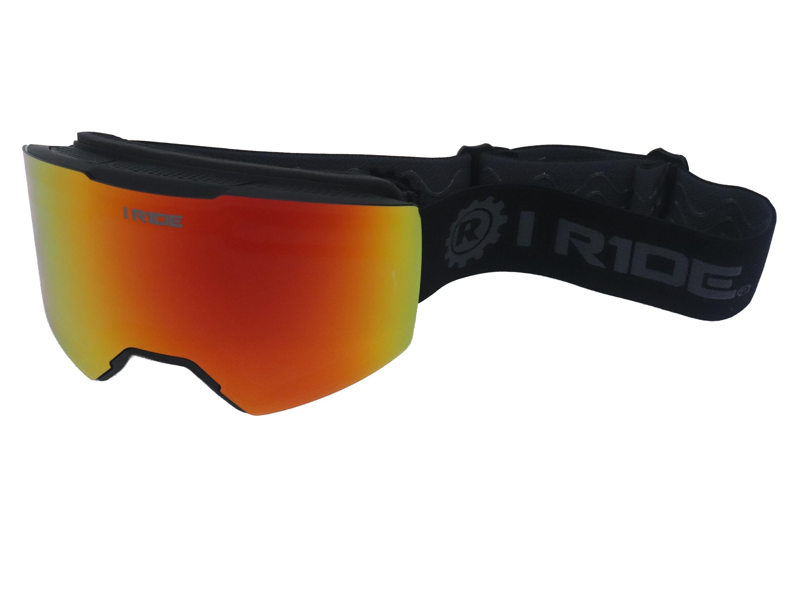 I RIDE AIRTIME PRO Motocross Goggles – Black Frame – Magnetic Lens Interchange, Orange Mirror + Clear Lens, Hard Case & Bag – MX Dirt Bike ATV UTV Off-Road Race Goggles by Fox Powersports