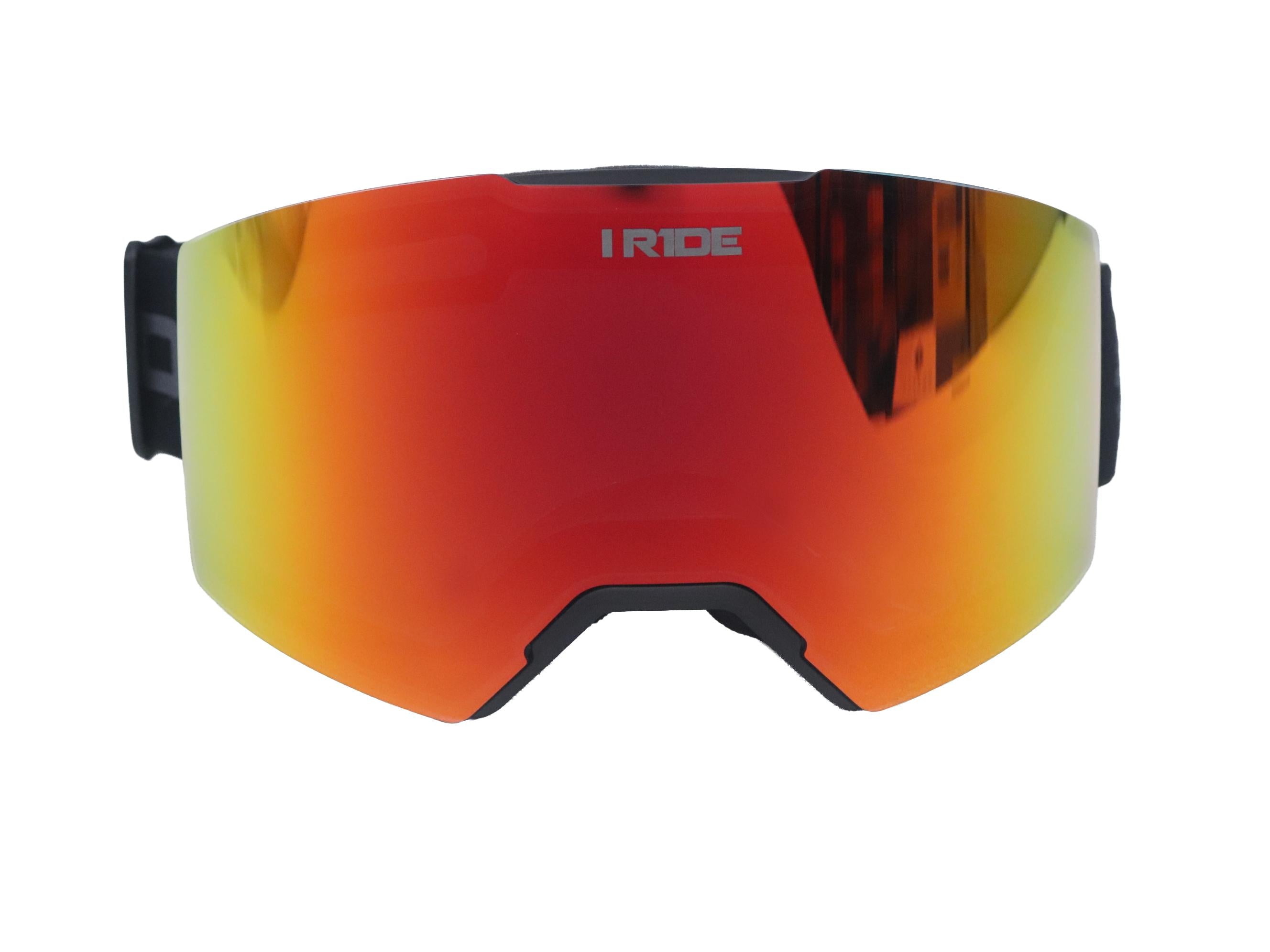 I RIDE AIRTIME PRO Motocross Goggles – Black Frame – Magnetic Lens Interchange, Orange Mirror + Clear Lens, Hard Case & Bag – MX Dirt Bike ATV UTV Off-Road Race Goggles by Fox Powersports