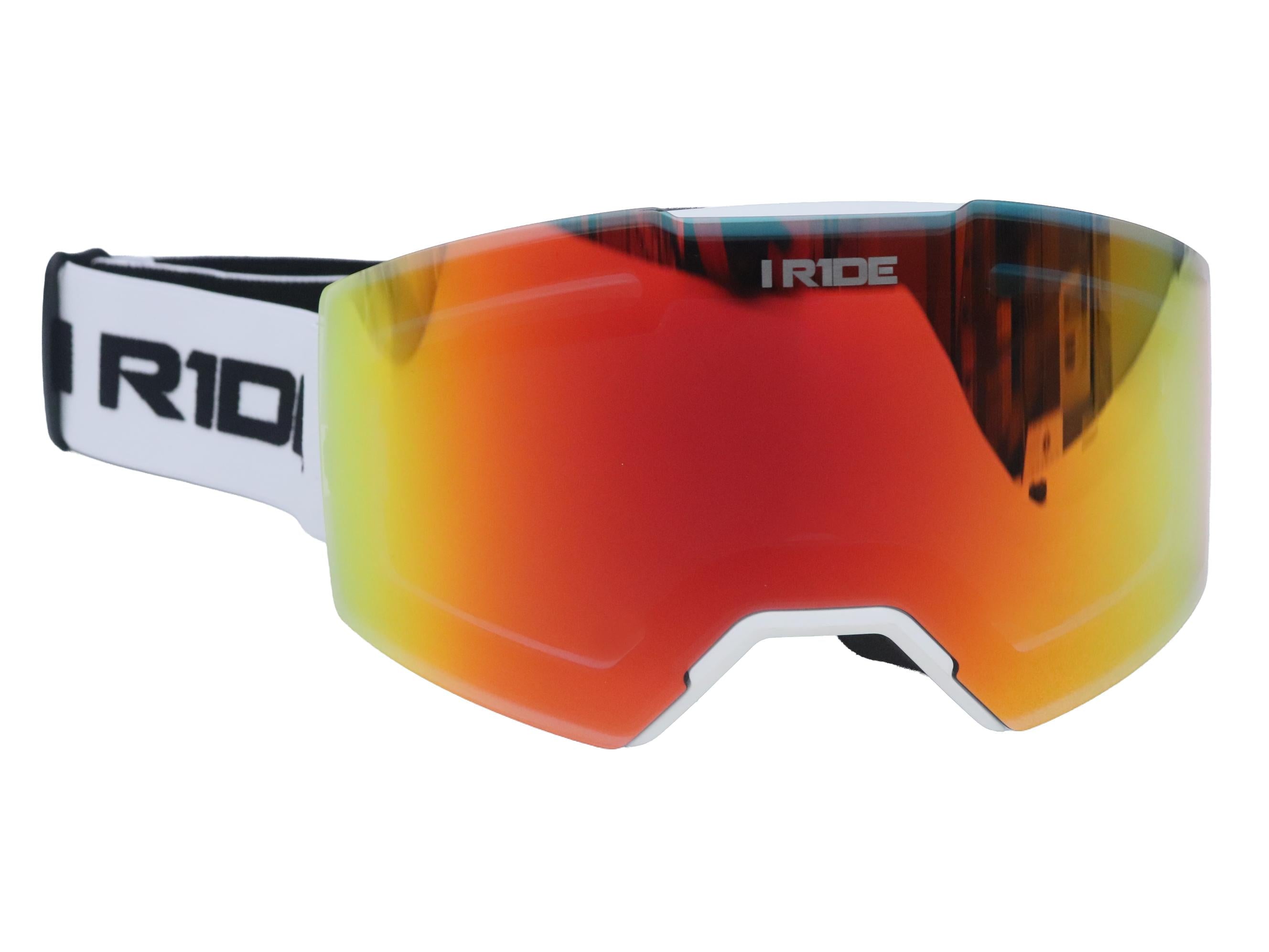 I RIDE AIRTIME PRO Motocross Goggles – White Frame – Magnetic Lens Interchange, Orange Mirror + Clear Lens, Hard Case & Bag – MX Dirt Bike ATV UTV Off-Road Race Goggles by Fox Powersports