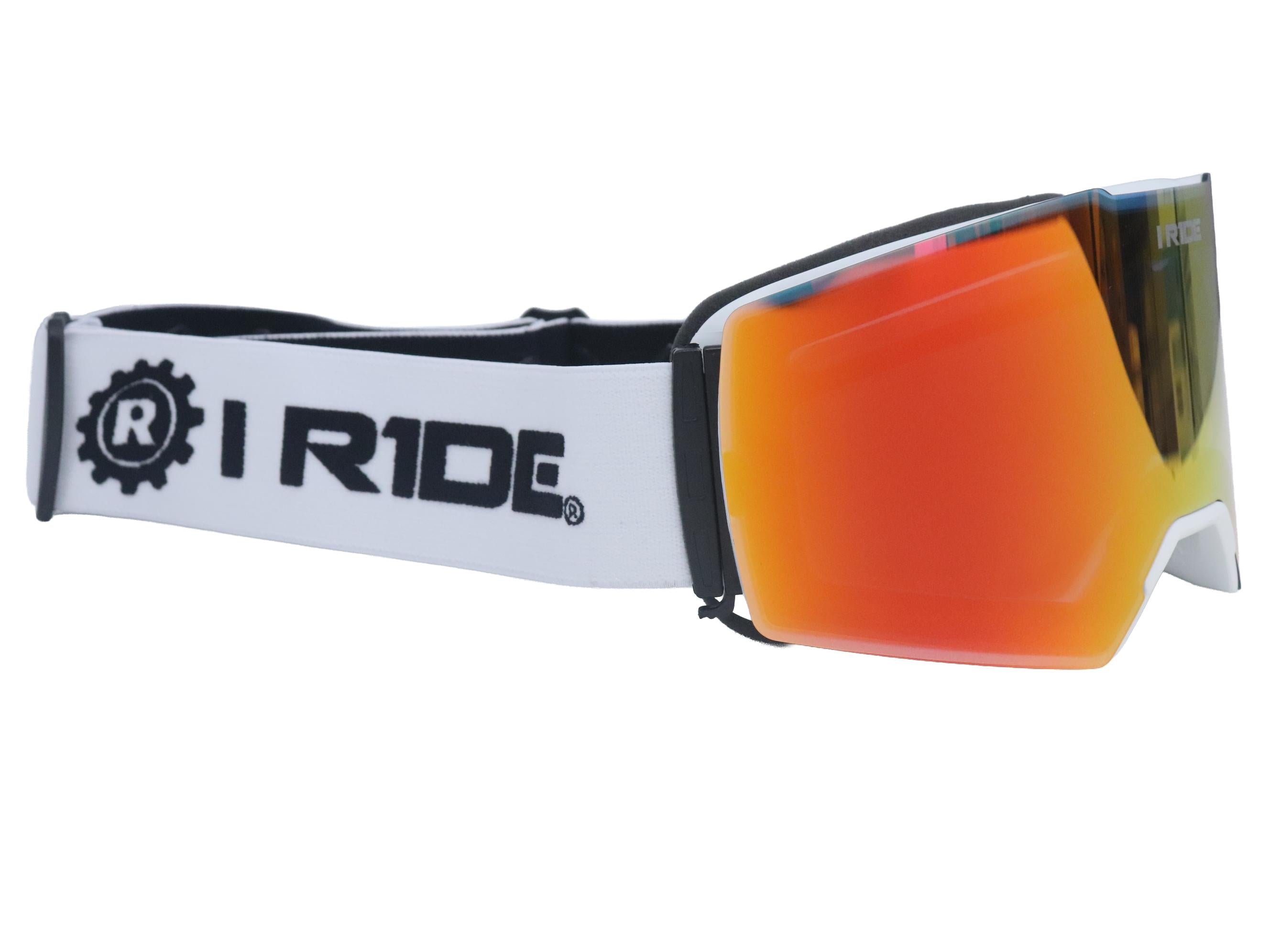 I RIDE AIRTIME PRO Motocross Goggles – White Frame – Magnetic Lens Interchange, Orange Mirror + Clear Lens, Hard Case & Bag – MX Dirt Bike ATV UTV Off-Road Race Goggles by Fox Powersports