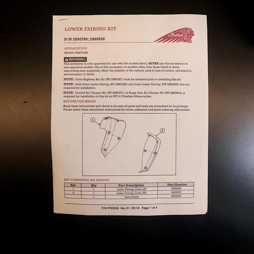 OPEN BOX OEM Indian Lower Fairing Kit | Blue | 2880286-640