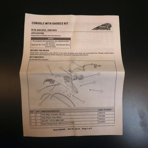 OEM Indian Tour Console Inserts | Black Pearl | 2881847-02 - Open Box