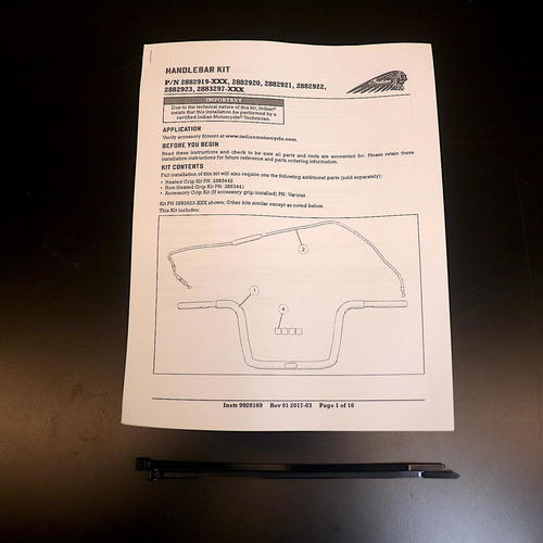 OEM Indian 16" Ape Hanger Handlebar Kit | Black | 2882920-266 - Open Box