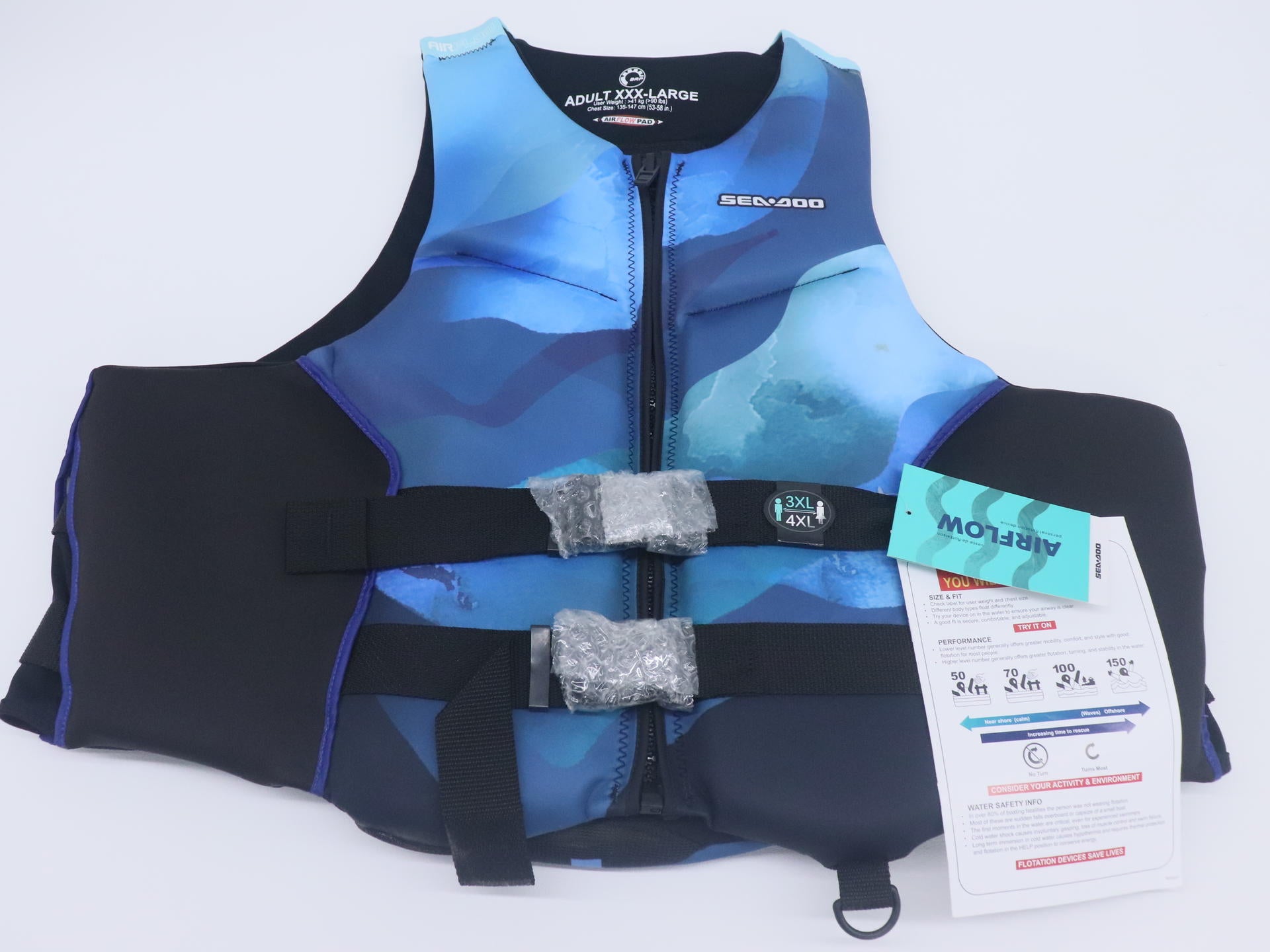 Sea-Doo Airflow PFD Life Jacket Vest Blue Unisex 3XL 2859881680 - Open Box