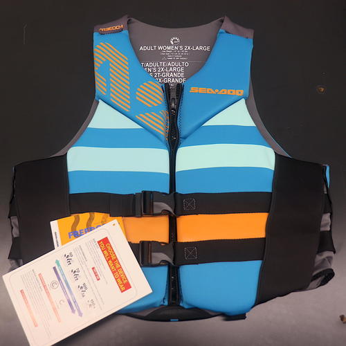 Sea-Doo Women's Freedom Life Jacket PFD Vest 2XL Light Blue Orange 2859451481