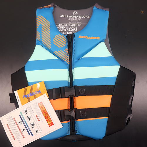 Sea-Doo Women's Freedom Life Jacket PFD Vest L Light Blue Orange 2859450981