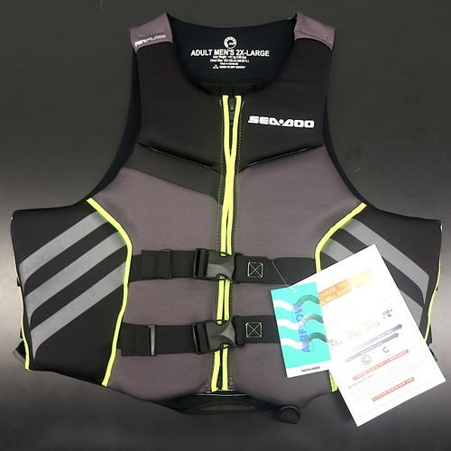 Sea-Doo Airflow Life Jacket PFD Vest Mens 2XL Gray Neon Green 2859381490