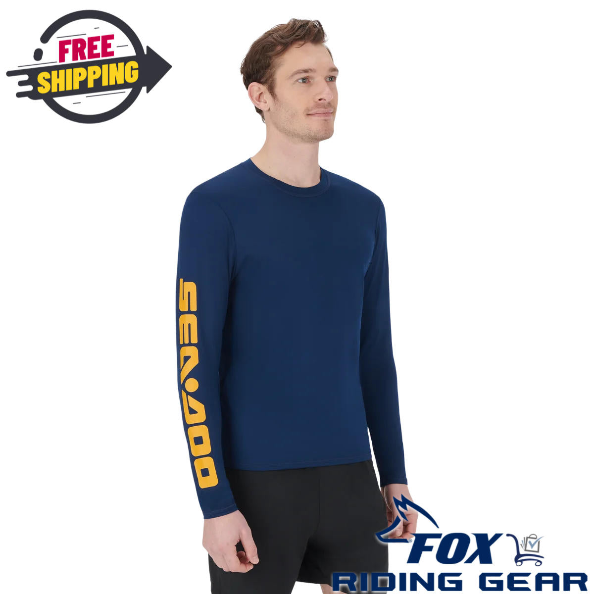 Sea-Doo Men's Small Navy Blue Long Sleeve Rashguard Shirt 2880560489 - Open Box