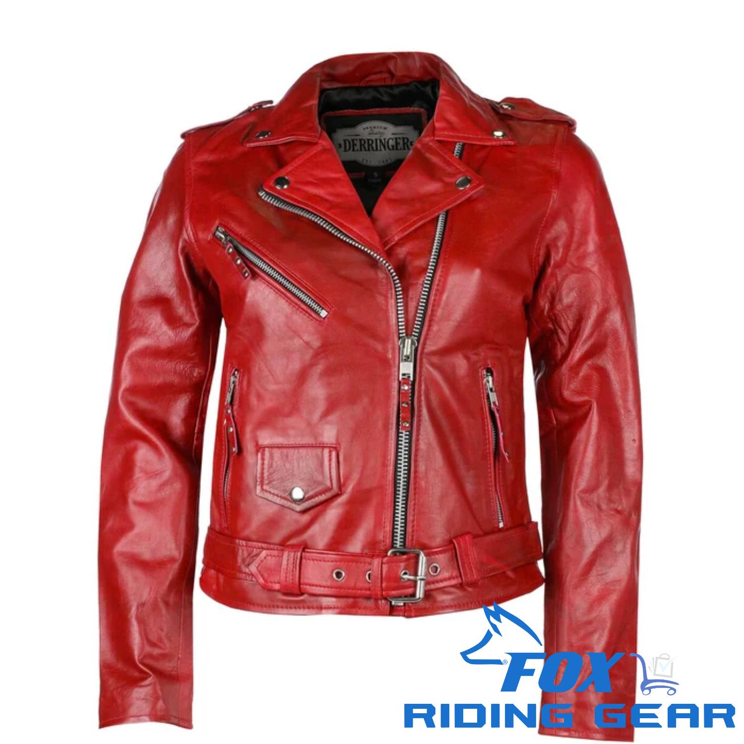 Derringer Vintage Red Womens Leather Jacket Small UN6832.01S - Open Box