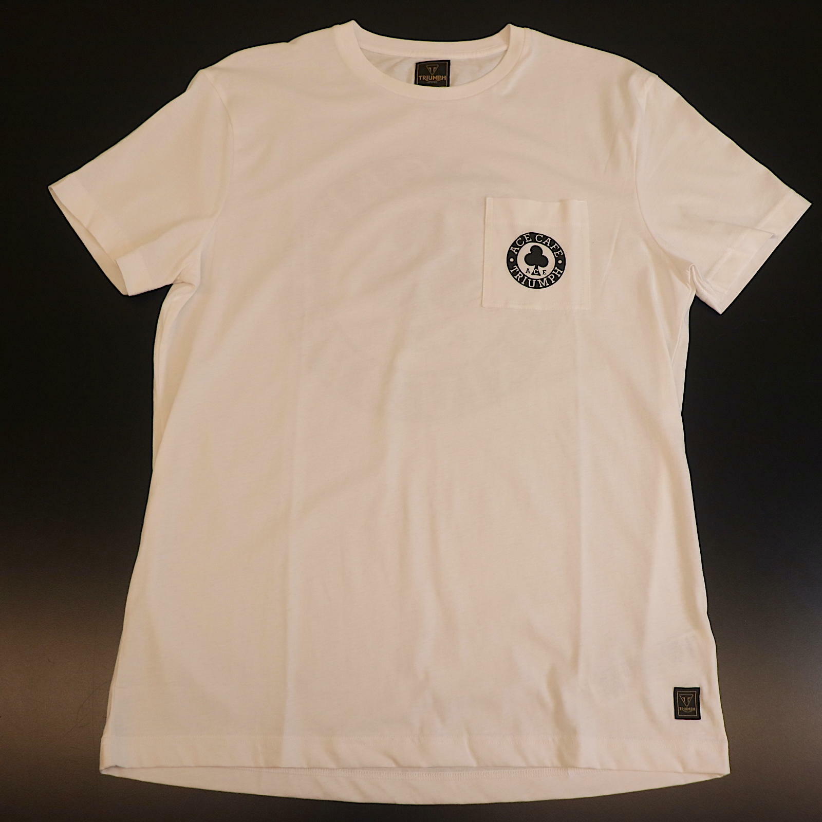 OPEN BOX OEM Triumph Ace Pocket Tee | White | Mens Size: Medium | MTSS23802-M