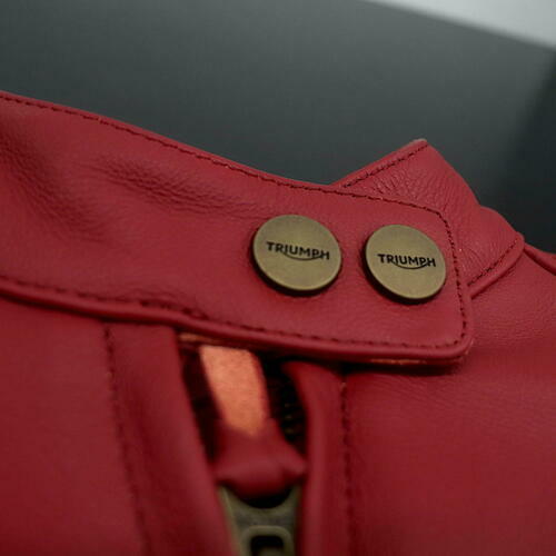 OPEN BOX OEM Triumph Braddan Red Leather Motorcycle Jacket| Woman's Size: Large | MLES22108-L