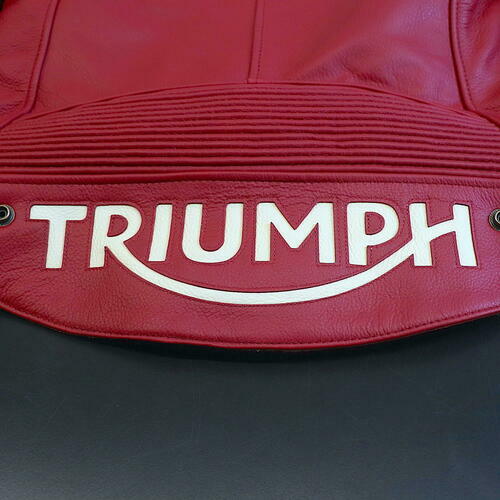 OPEN BOX OEM Triumph Braddan Red Leather Motorcycle Jacket| Woman's Size: XL | MLES22108-XL
