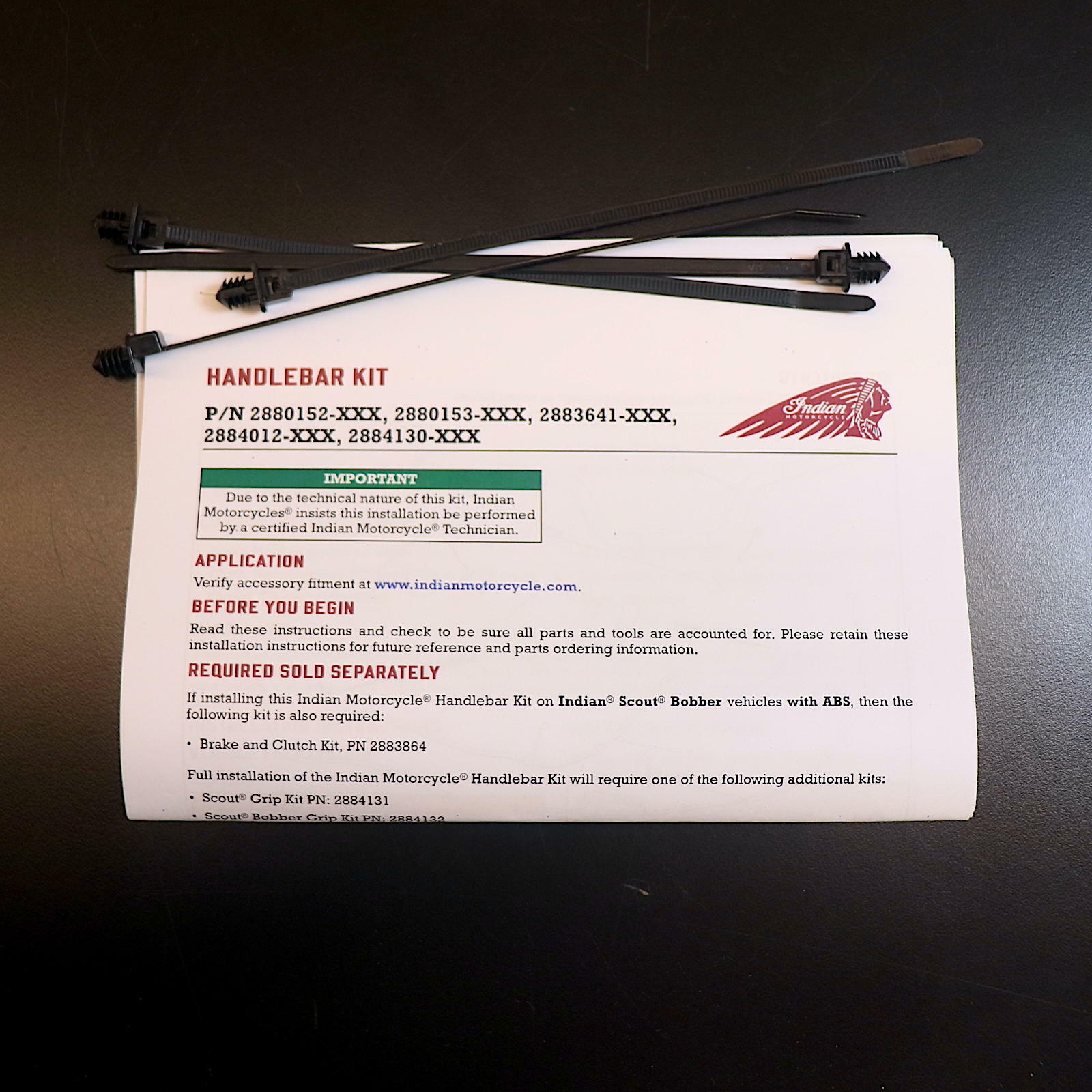 OEM Indian Reduced Reach HandleBar | Black | 2889301-266 - Open Box