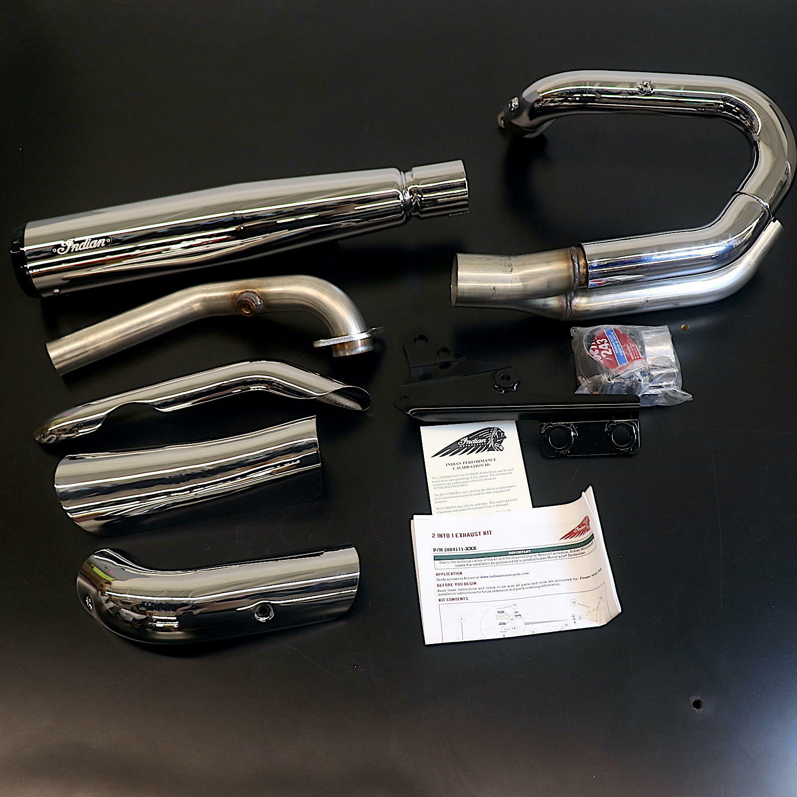 OPEN BOX OEM Indian 2 in 1 Full Exhaust Kit | Chrome | Indian Scout | 2884111-156