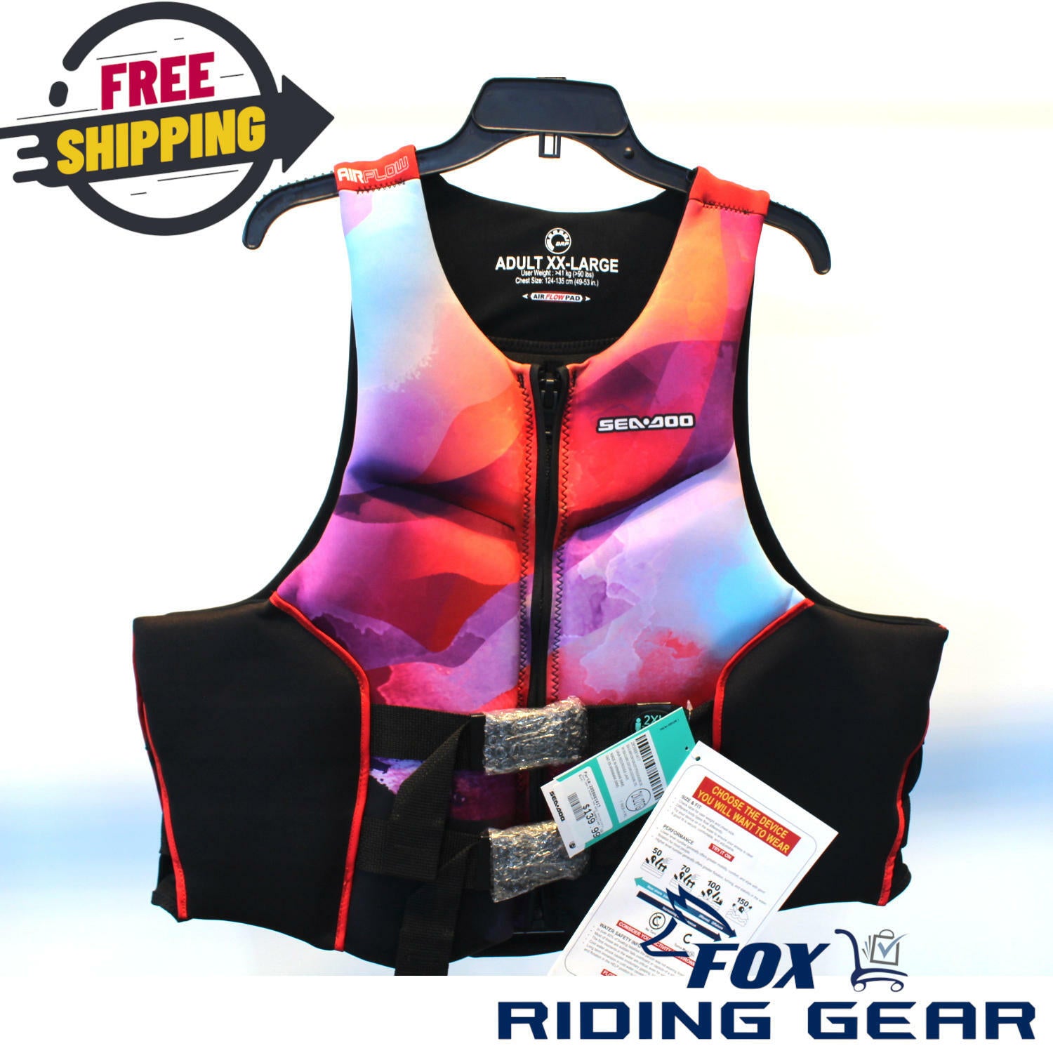 Sea-Doo Airflow PFD Life Jacket Lava Red Unisex 2XL 2859881217 - Open Box