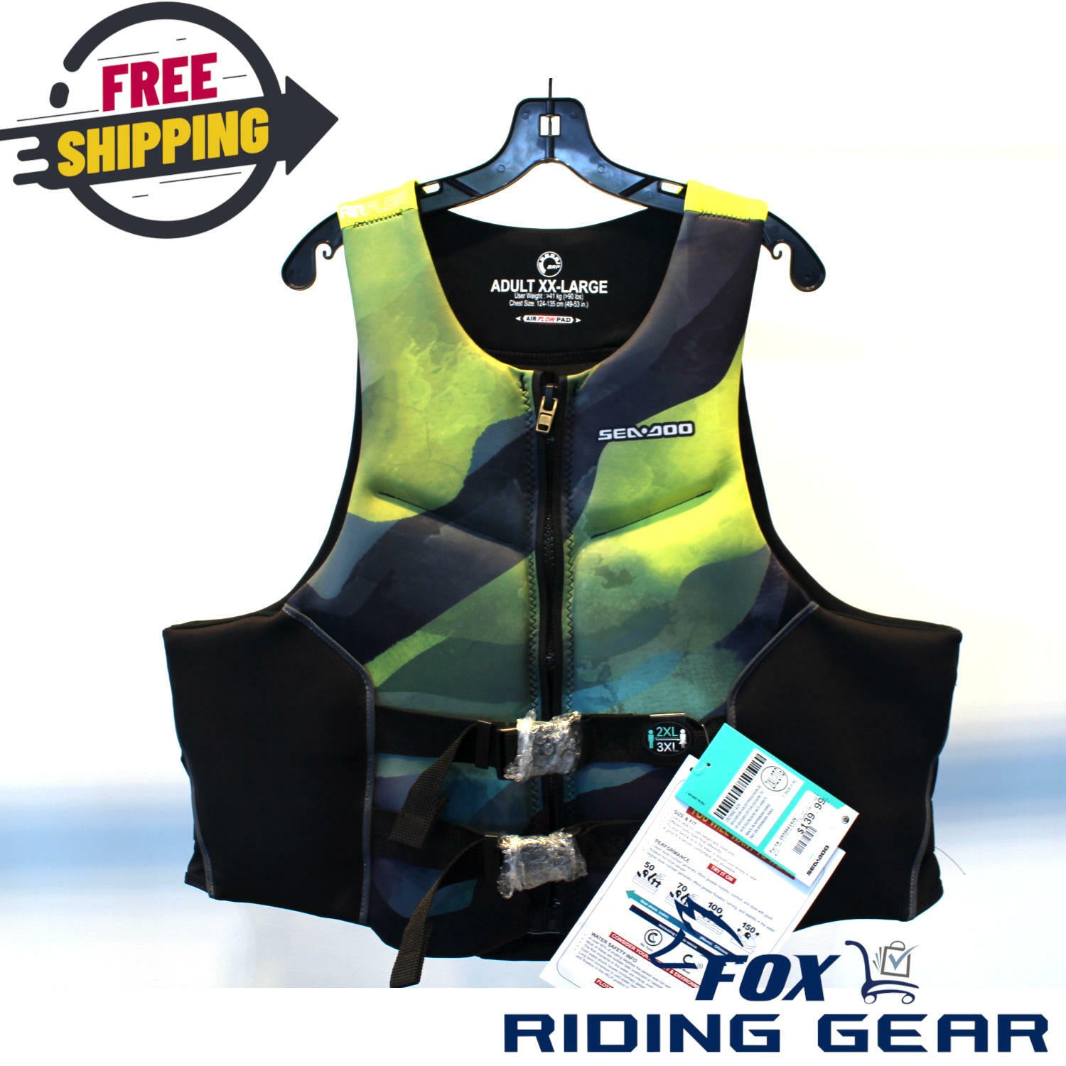 Sea-Doo Airflow Sun-Edit PFD Life Vest Yellow 2XL 2859881426 - Open Box