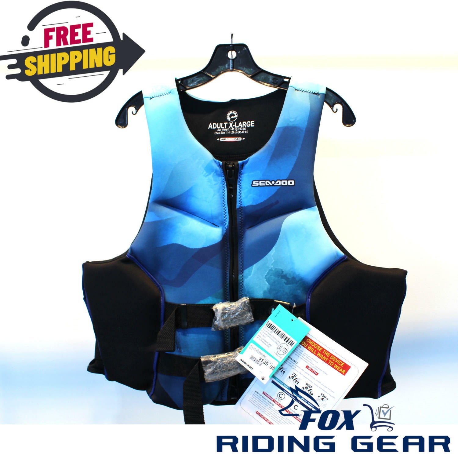OEM Sea-Doo Airflow PFD Life Jacket Blue Unisex XL 2859881280 - Open Box