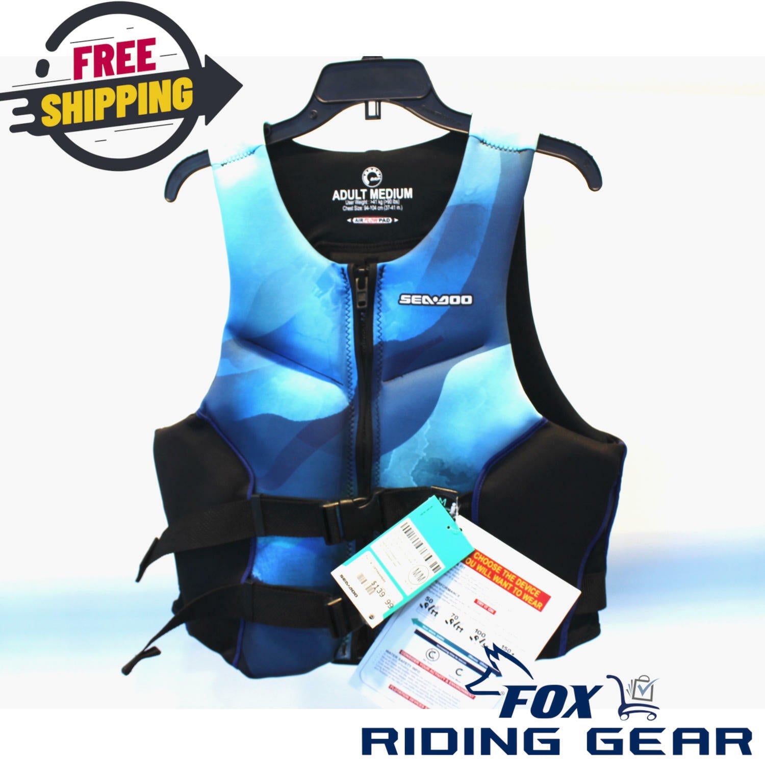 Sea-Doo Airflow PFD Life Jacket Vest Blue Unisex Medium 2859880680 - Open Box