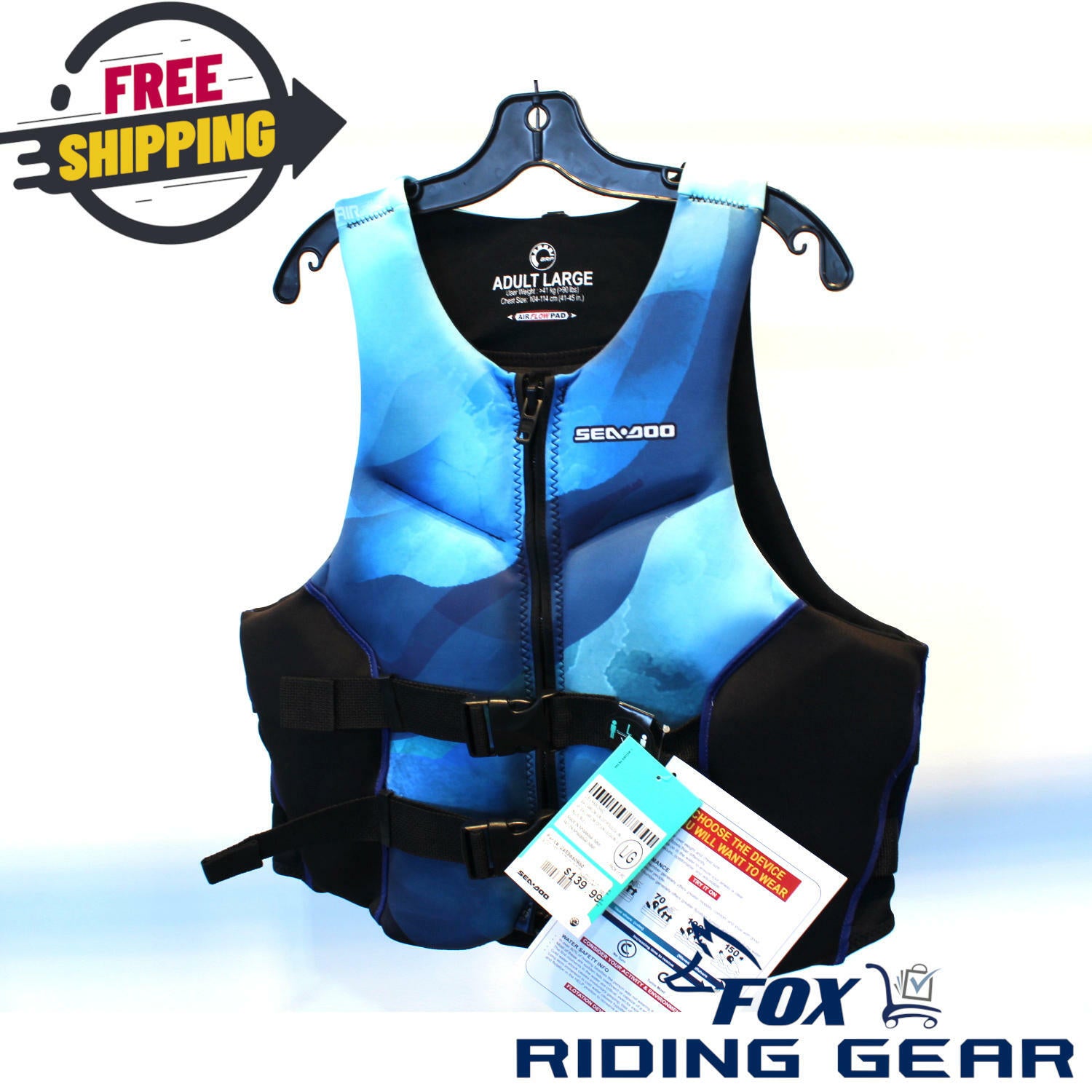 Sea-Doo Airflow Sun-Edit PFD Life Jacket Blue Large 2859880980 - Open Box