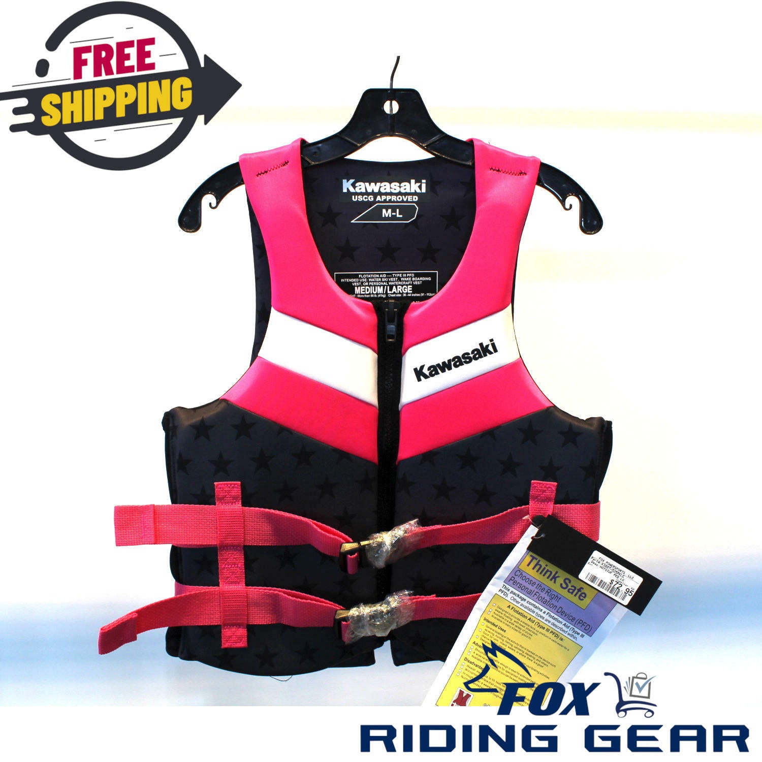 Kawasaki Hotstuff PFD Life Jacket Pink Adult MD/LG K3007-525PKLG - Open Box