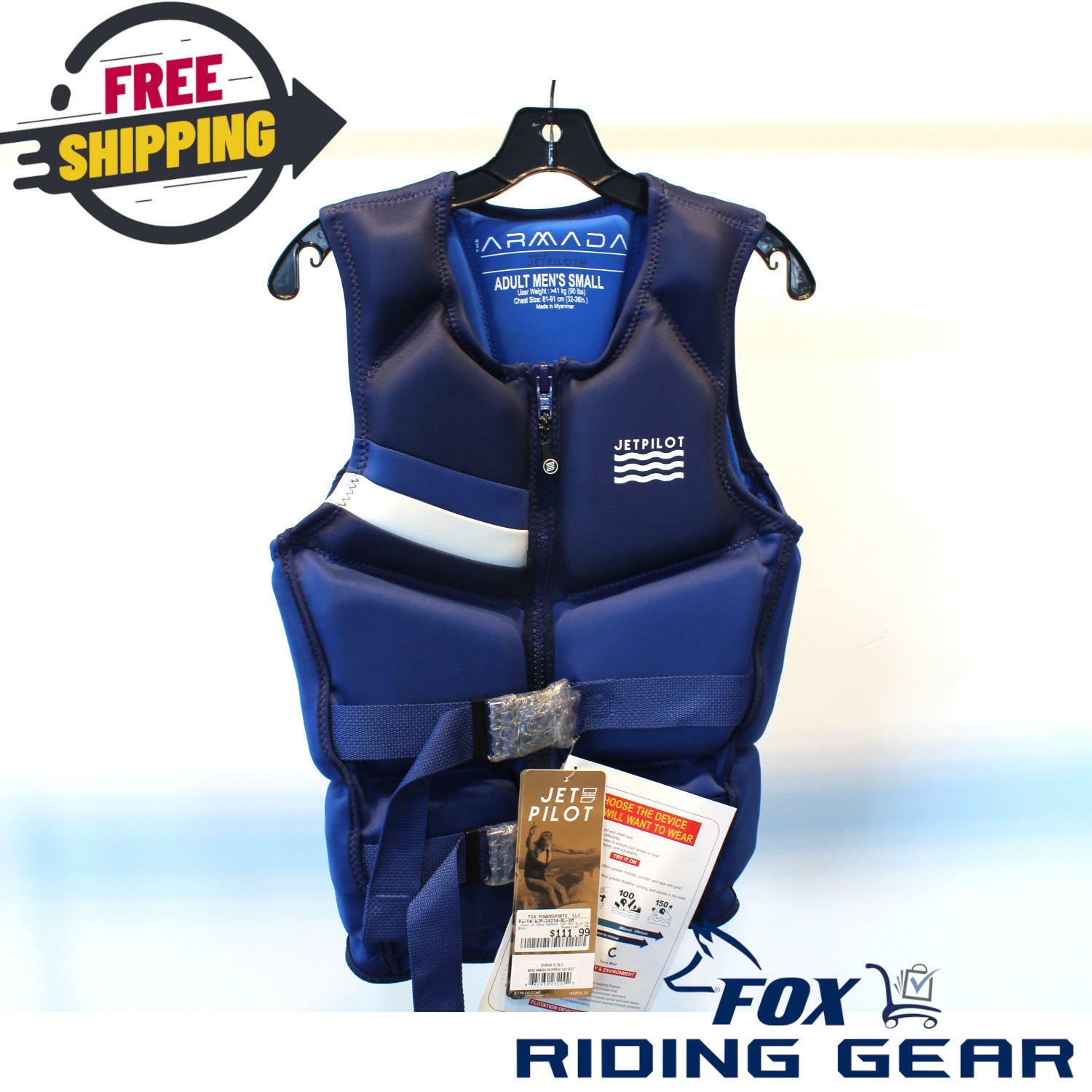JP Armada CGA PFD Life Jacket Men's Small Blue WJP-24234-BL-SM - Open Box