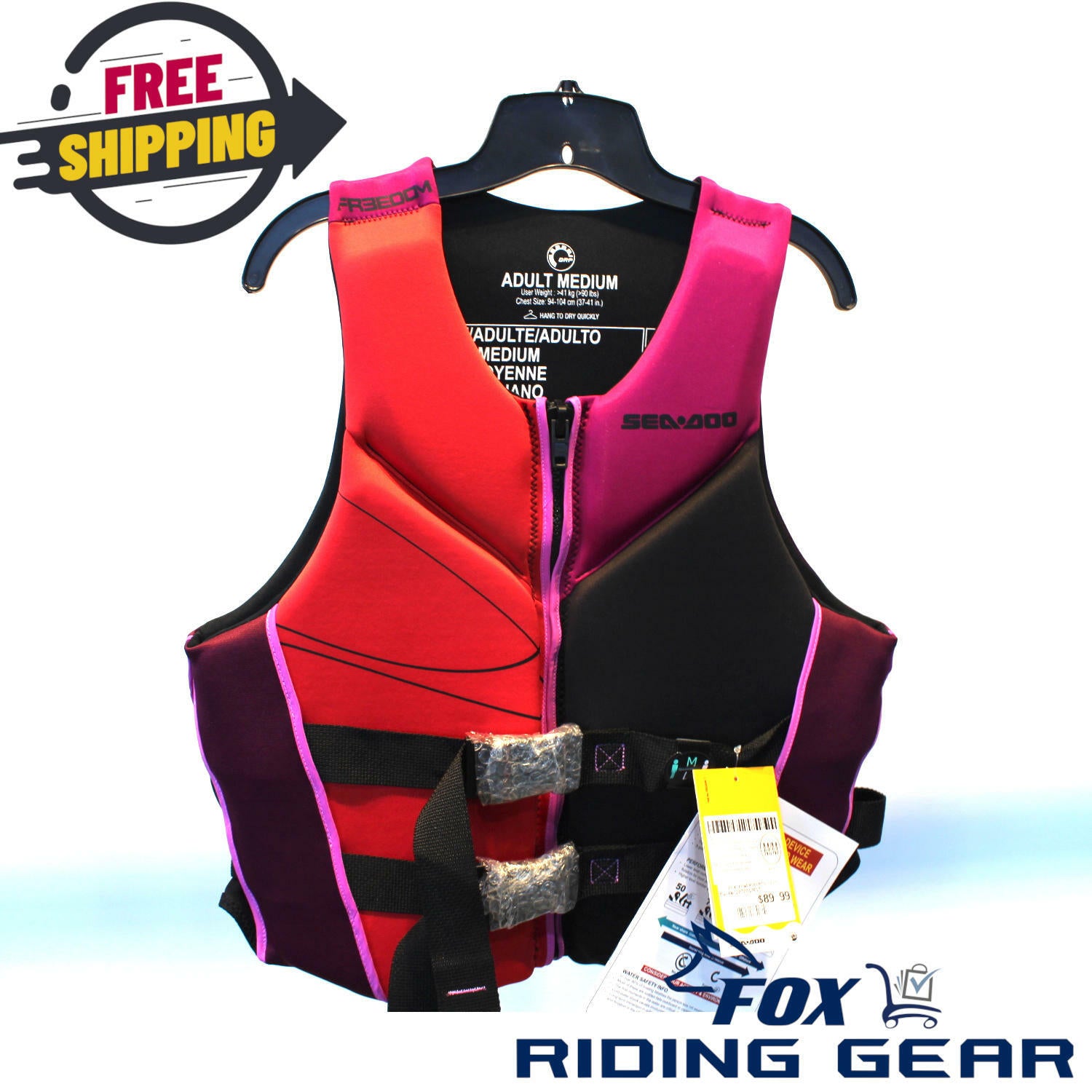 Sea-Doo Freedom Stream PFD Life Jacket Red Unisex Size M 2870010617 - Open Box
