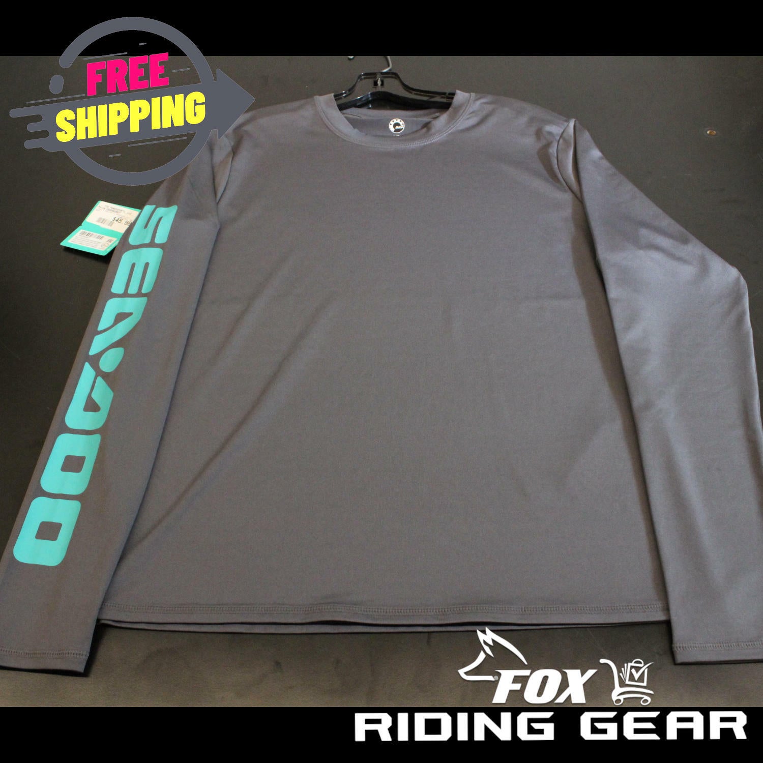 OPEN BOX OEM Sea-Doo Long Sleeve Rashguard | Charcoal Grey | Men's Size: LG
