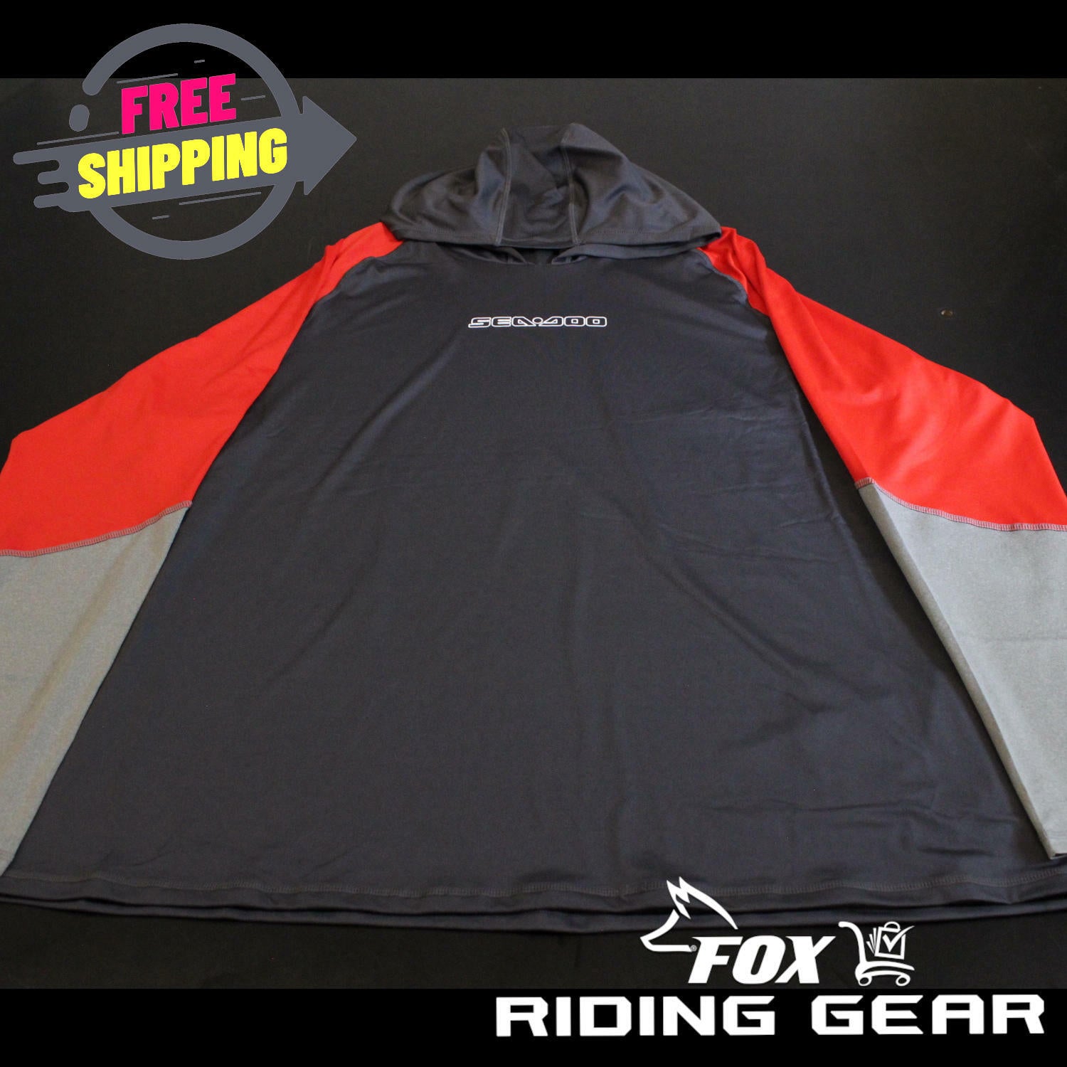 OEM Sea-Doo Hooded LS Shirt | Lava Red/Rouge Lave | Men's Size: 2XL - Open Box