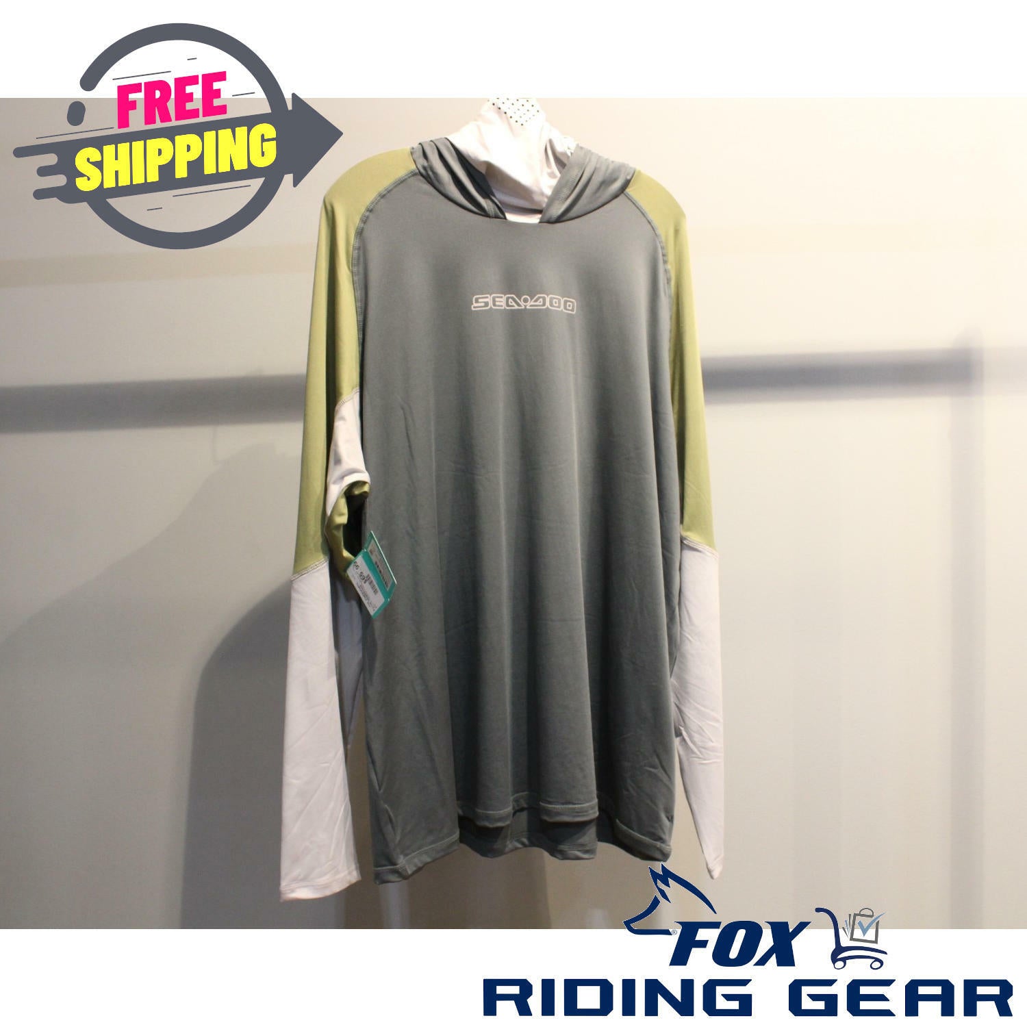 Sea-Doo OEM Men's Hooded LS Long Sleeve Shirt Magnesium 2XL 4546591424 - Open Box