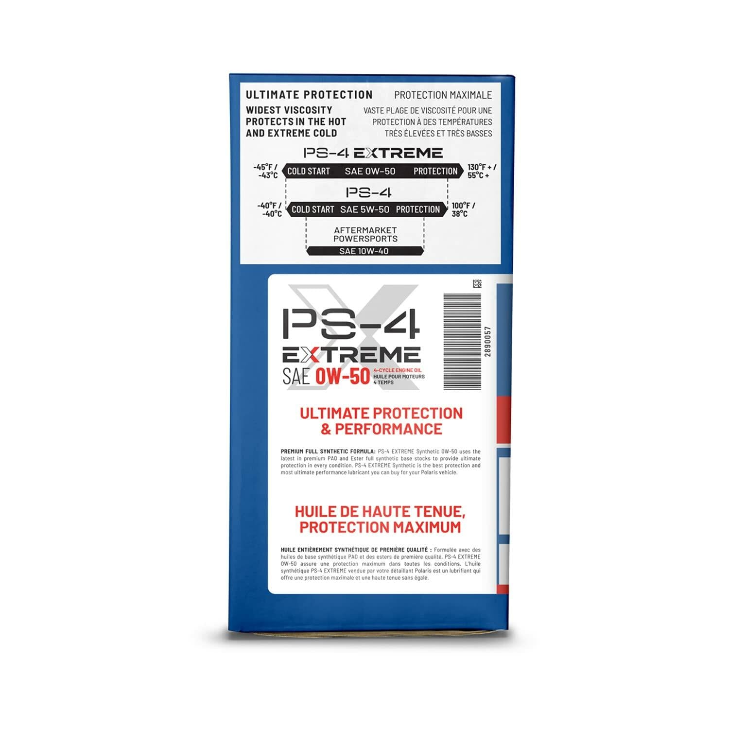 Polaris PS4 Oil Change Kit for Specific RANGER, GENERAL, RZR Models With 4 Stroke Engine, Includes 2.5 Quarts PS-4 EXTREME 0W-50 Full Synthetic Oil, 1 Oil Filter, 1 Washer, ATV UTV SxS - 2890057