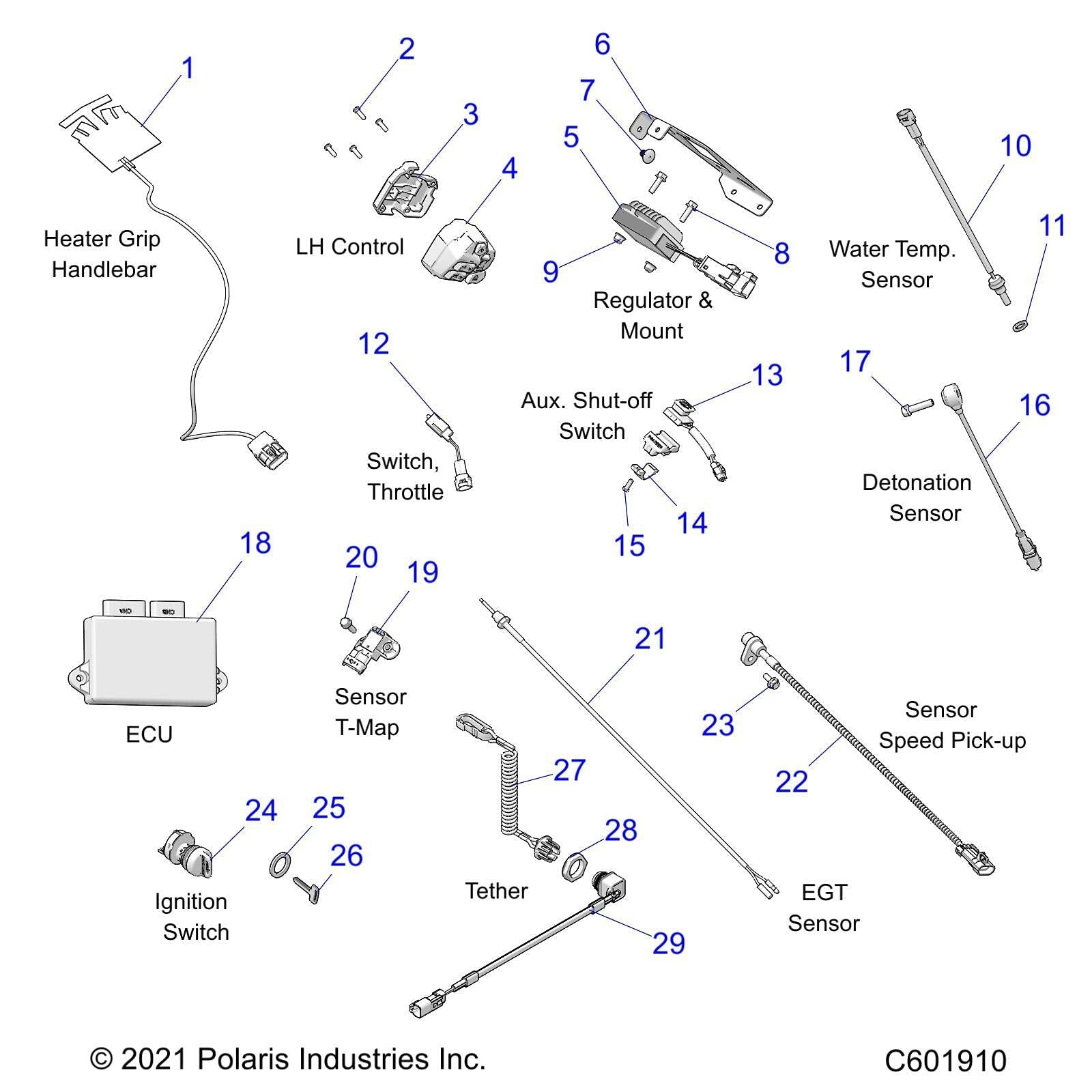 Polaris Snowmobile Exhaust Gas Temperature Sensor, Genuine OEM Part 4013133, Qty 1