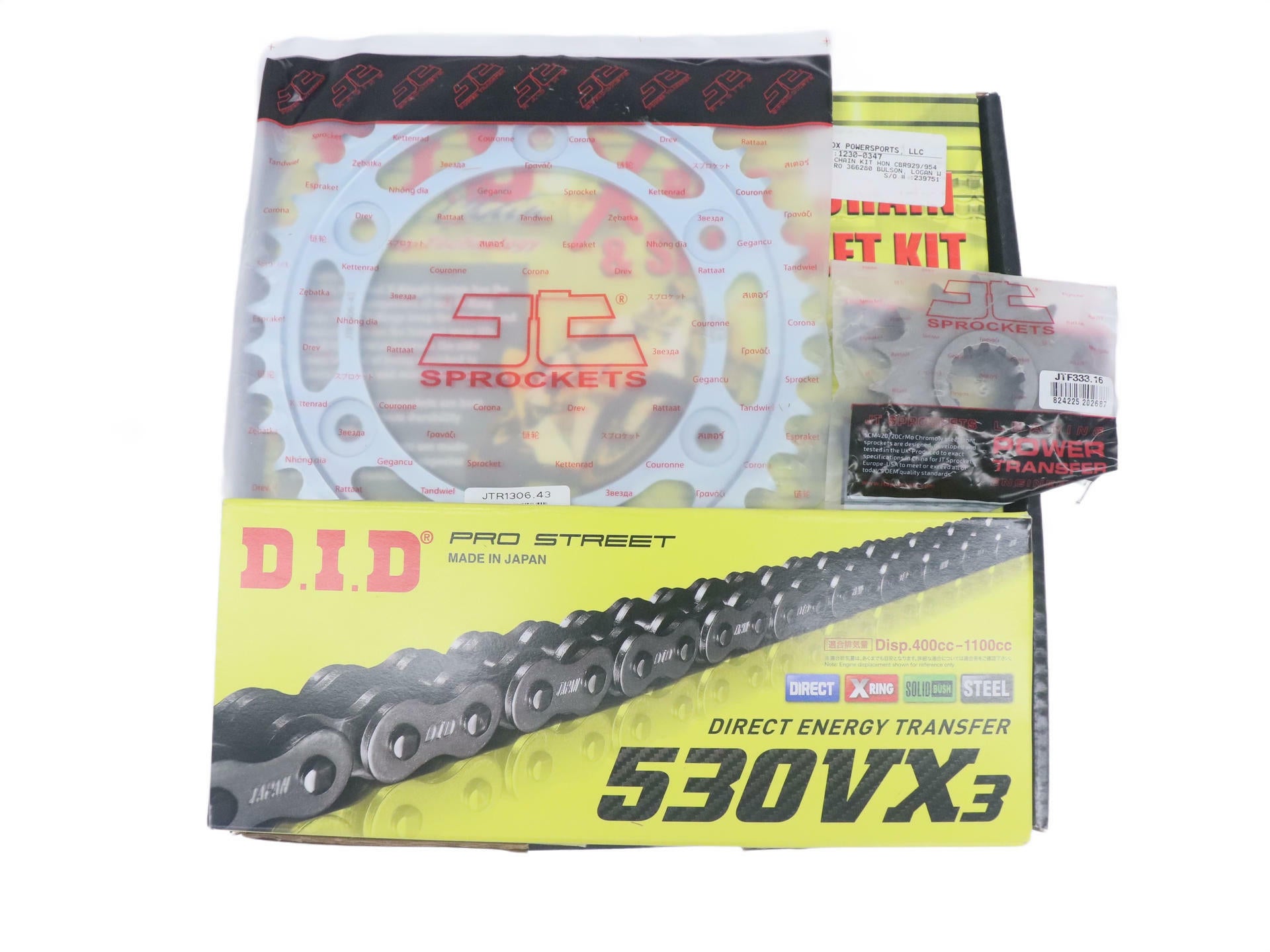 D.I.D 530VX Chain and 16/43T Sprocket Kit - 00-03 CBR929RR CBR954RR - 1230-0347