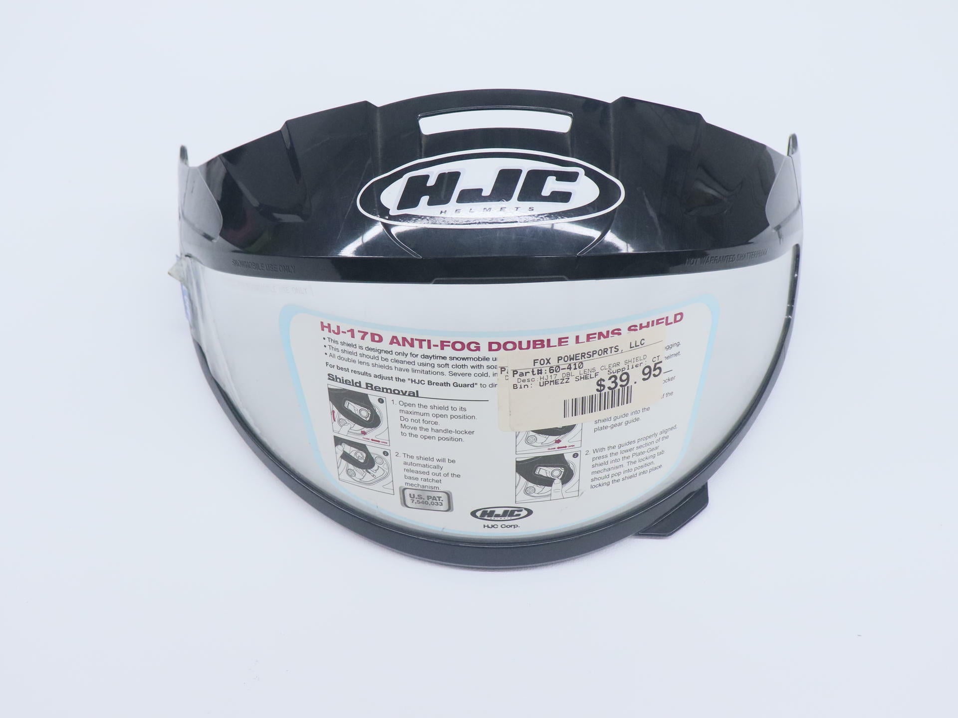 HJC Helmets Face Shield Visor - CLEAR Double Dual Lens - HJ17 - 60-410