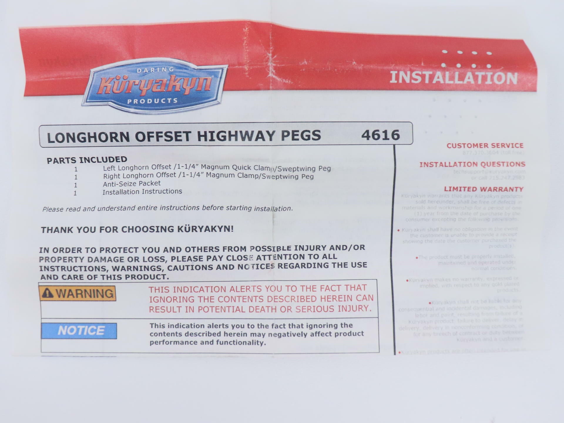 Kuryakyn Long Horn Offset Chrome Highway Pegs Sweptwing w/ 1.25" Clamps - 419062