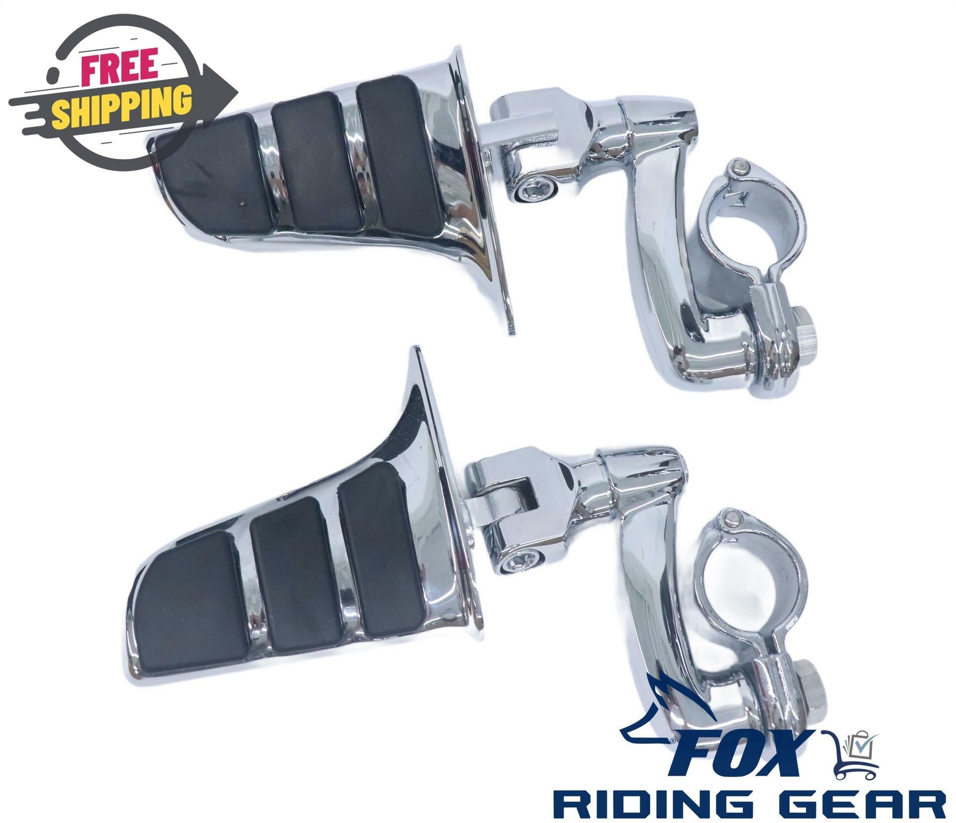Kuryakyn Long Horn Offset Chrome Highway Pegs Sweptwing w/ 1.25" Clamps - 419062