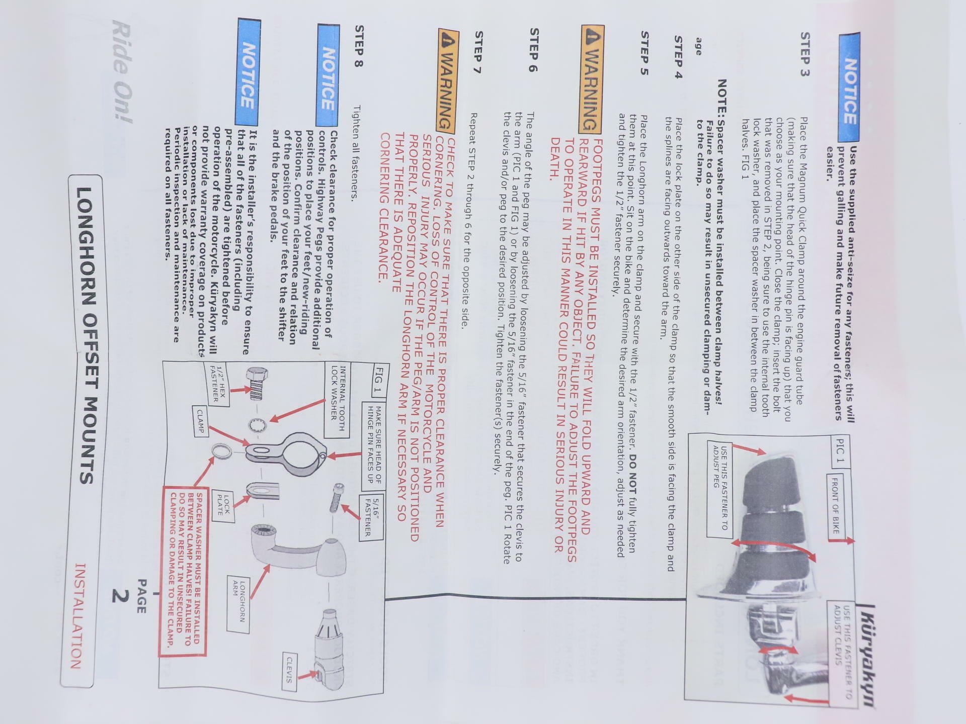 Kuryakyn Long Horn Offset Chrome Highway Pegs Sweptwing w/ 1.25" Clamps - 419062