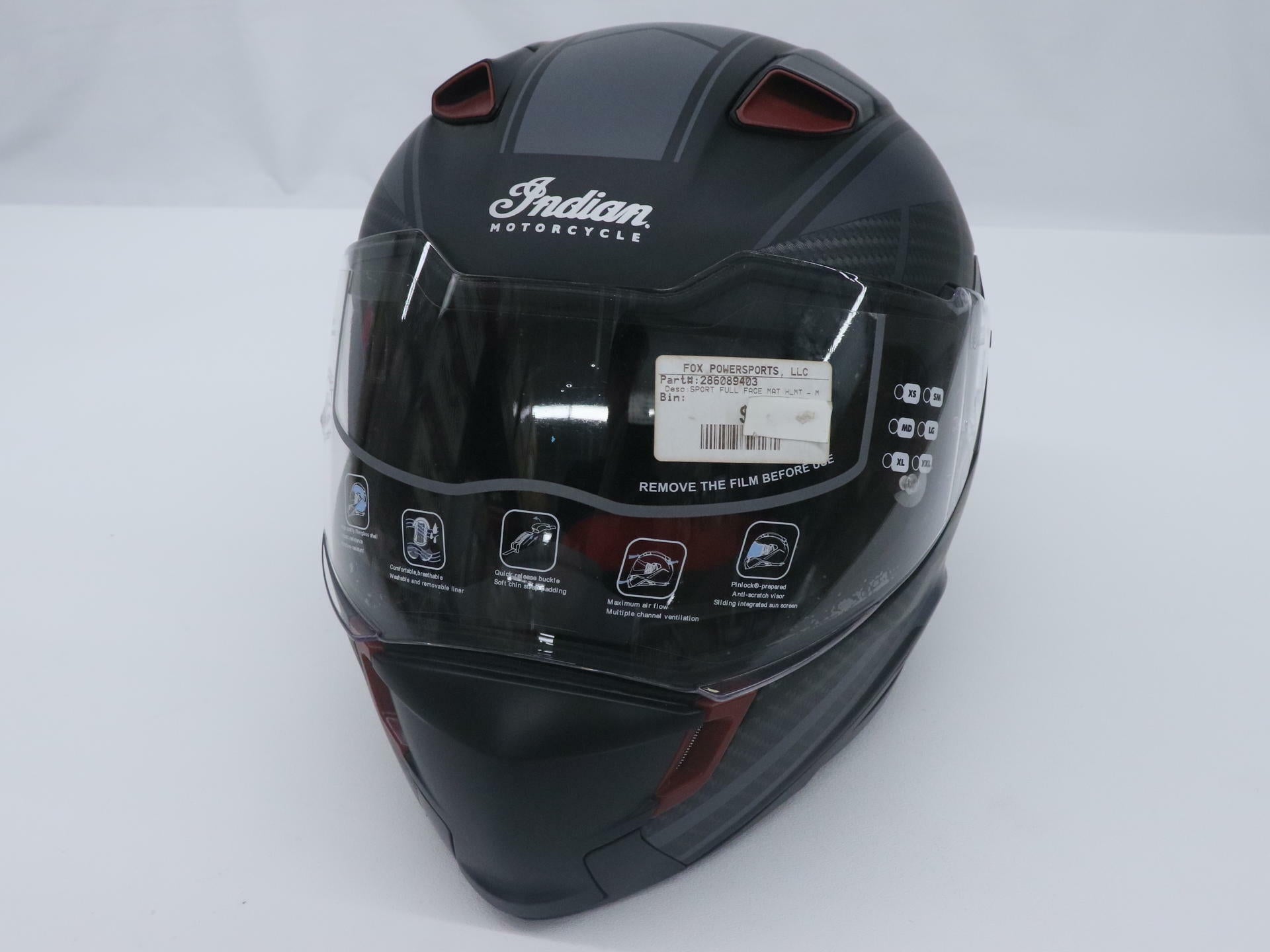 Indian Motorcycle Full Face Matte Sport Helmet - BLACK Adult Medium - 286089403