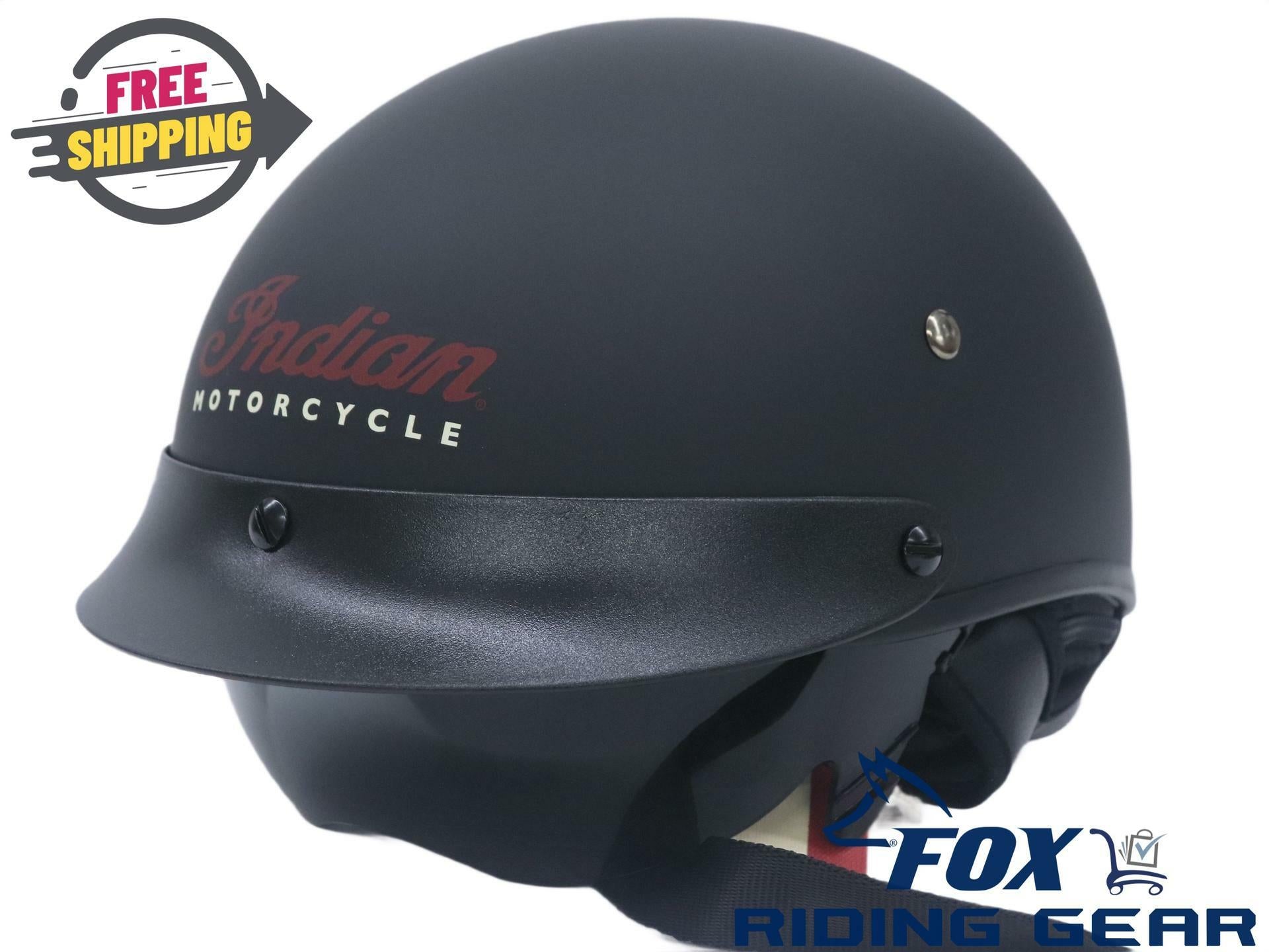 Indian Motorcycle Half Helmet DOT Flip-Down Visor Black Adult XS 286436701