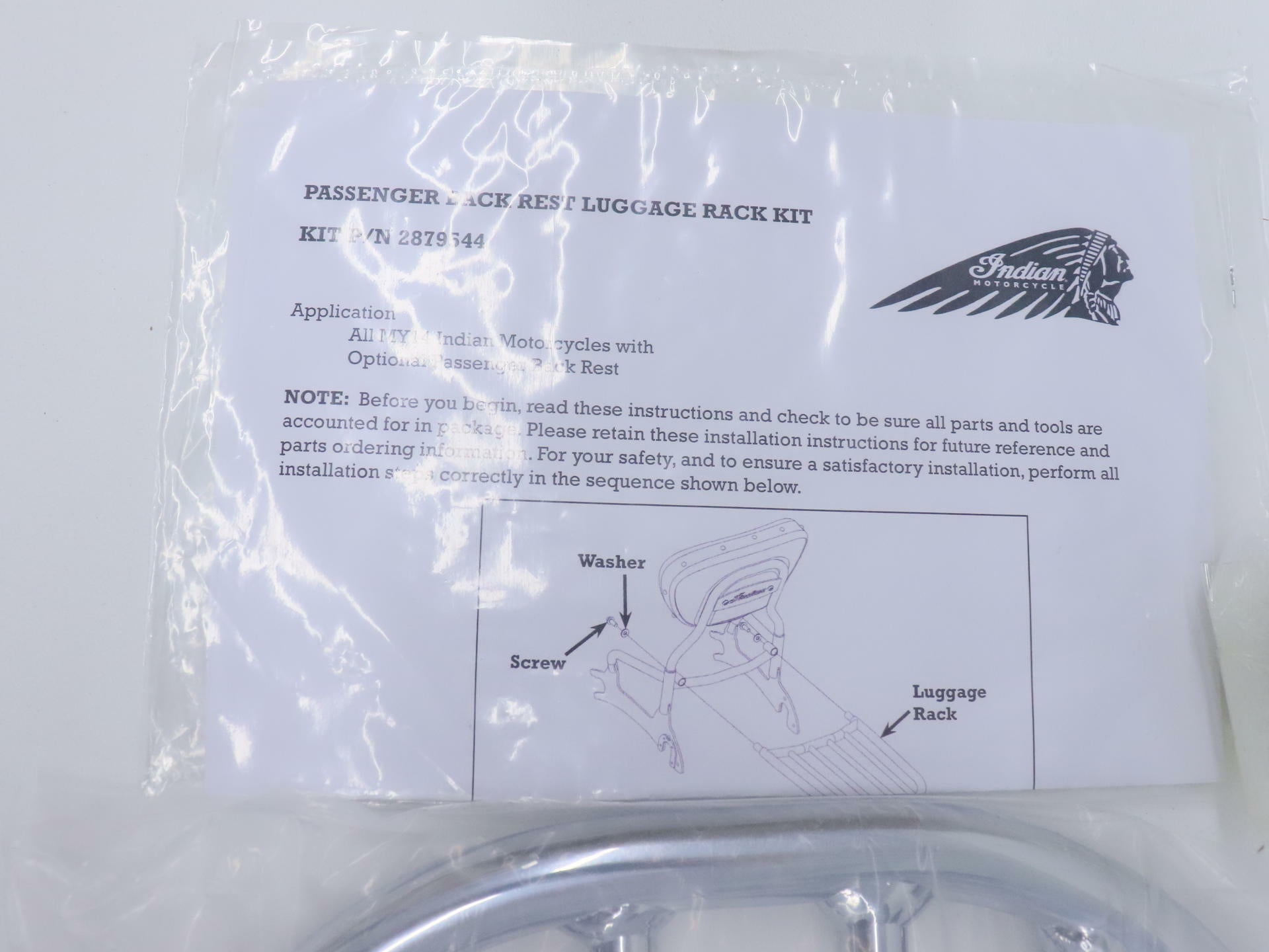 OEM Indian Luggage Rack Holder CHROME - 16-24 Chieftain Dark Horse - 2880955-156