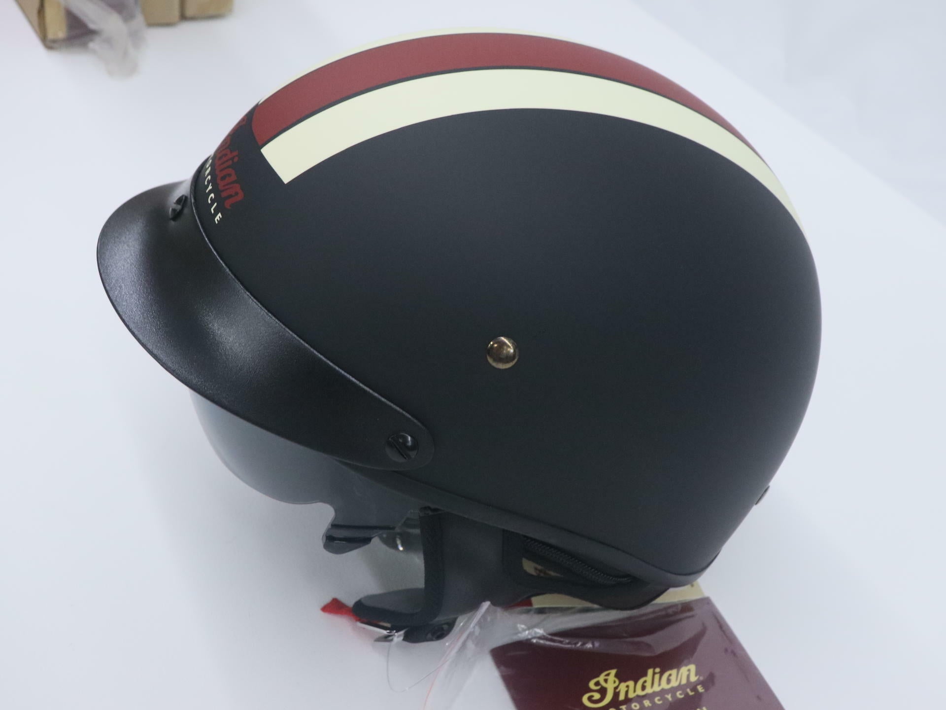 Indian Half Helmet Motorcycle Retro Racing Stripe Adult Small 286369602